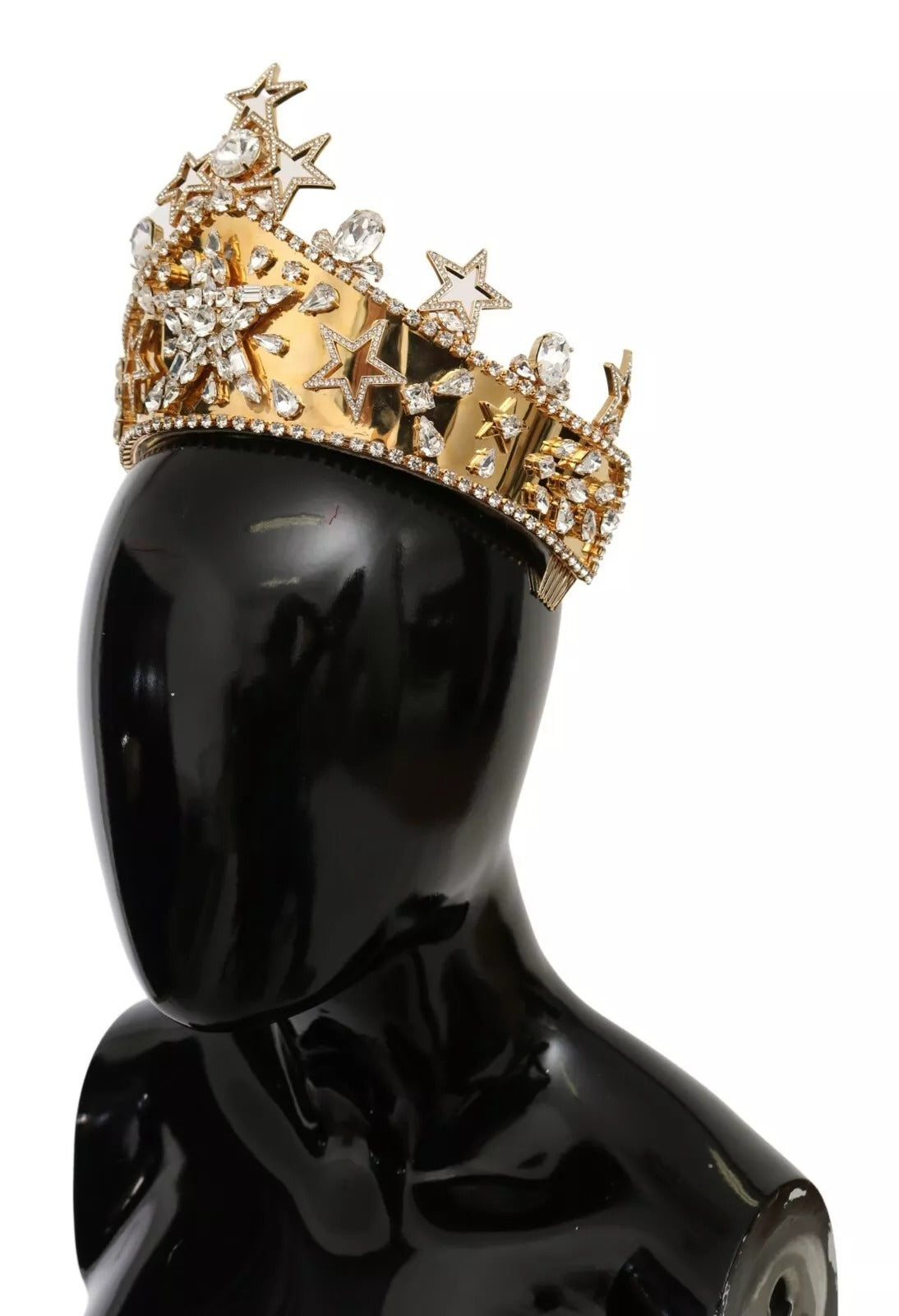 Dolce & Gabbana Gold Kristall Stern STRASS Krone Logo Tiara Diadem