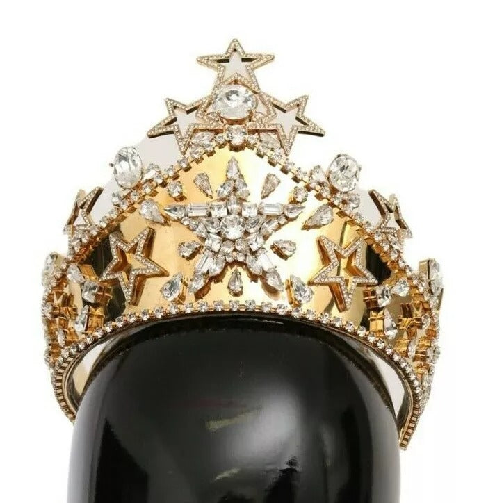 Dolce & Gabbana Gold Kristall Stern STRASS Krone Logo Tiara Diadem