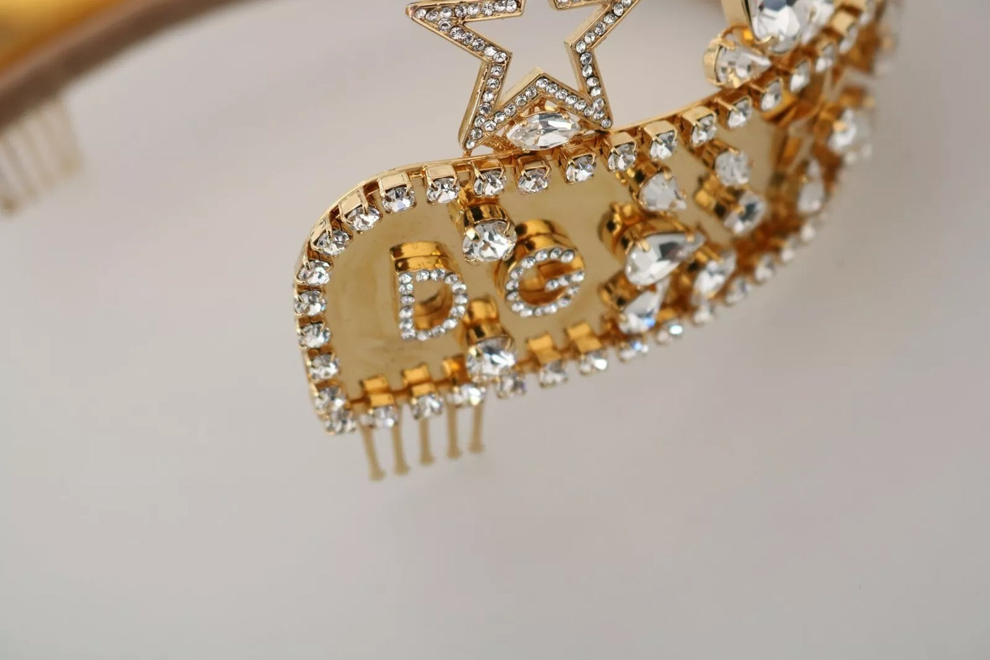 Dolce & Gabbana Gold Kristall Stern STRASS Krone Logo Tiara Diadem