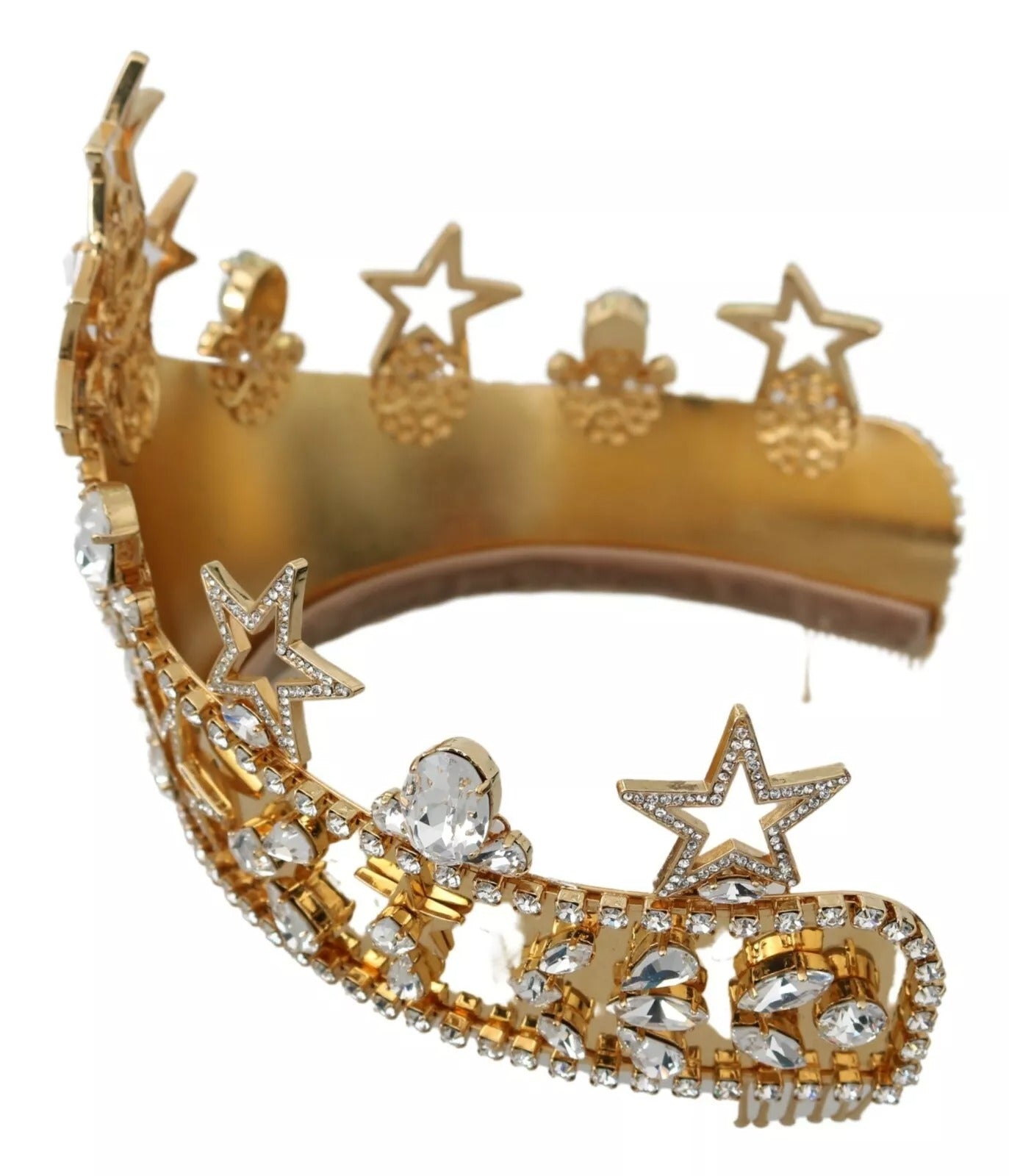 Dolce & Gabbana Gold Kristall Stern STRASS Krone Logo Tiara Diadem