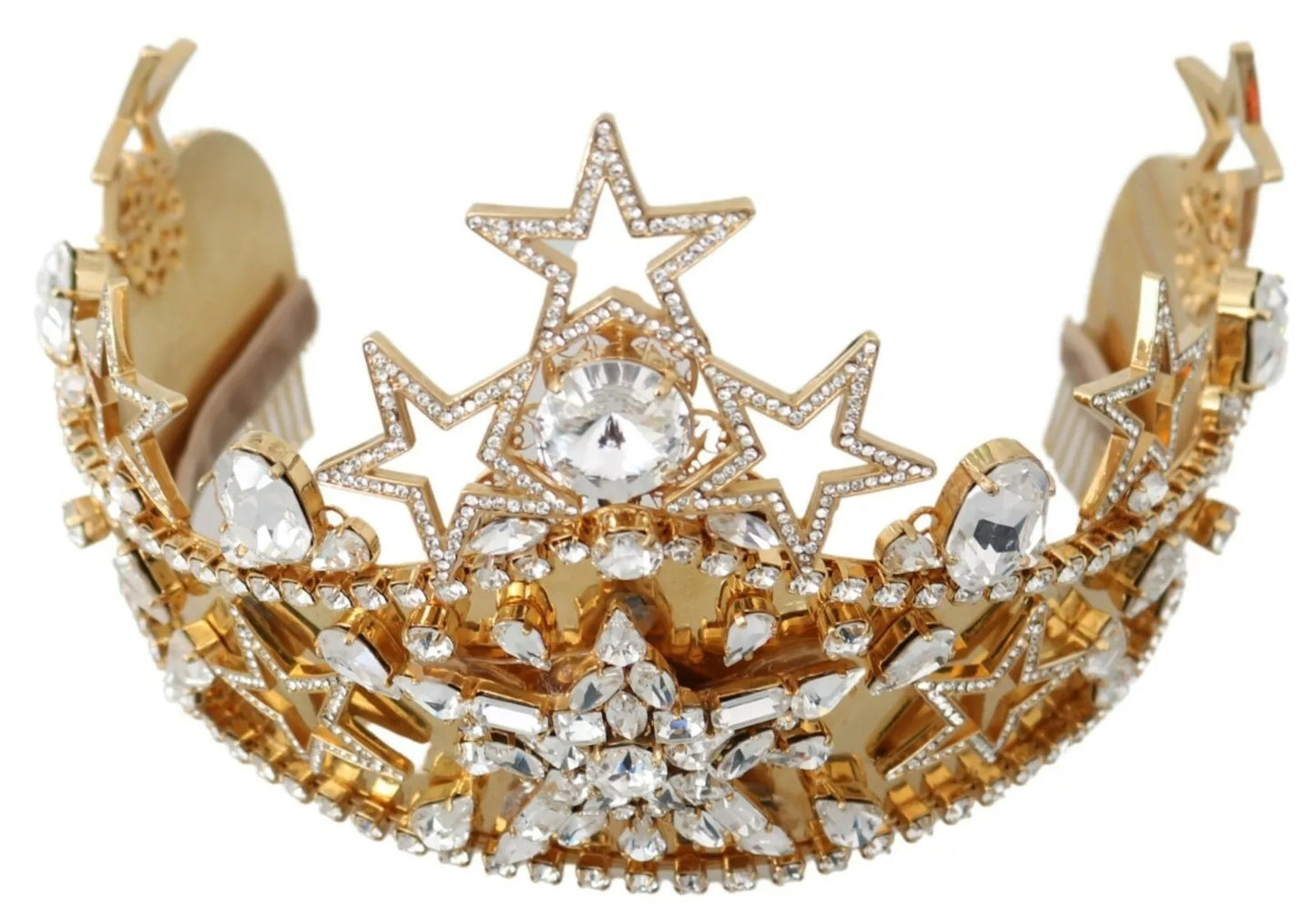 Dolce & Gabbana Gold Kristall Stern STRASS Krone Logo Tiara Diadem