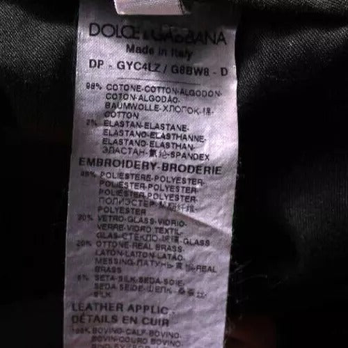 Dolce & Gabbana – Schwarze, Röhrenjeans mit Krone und weißem Futter