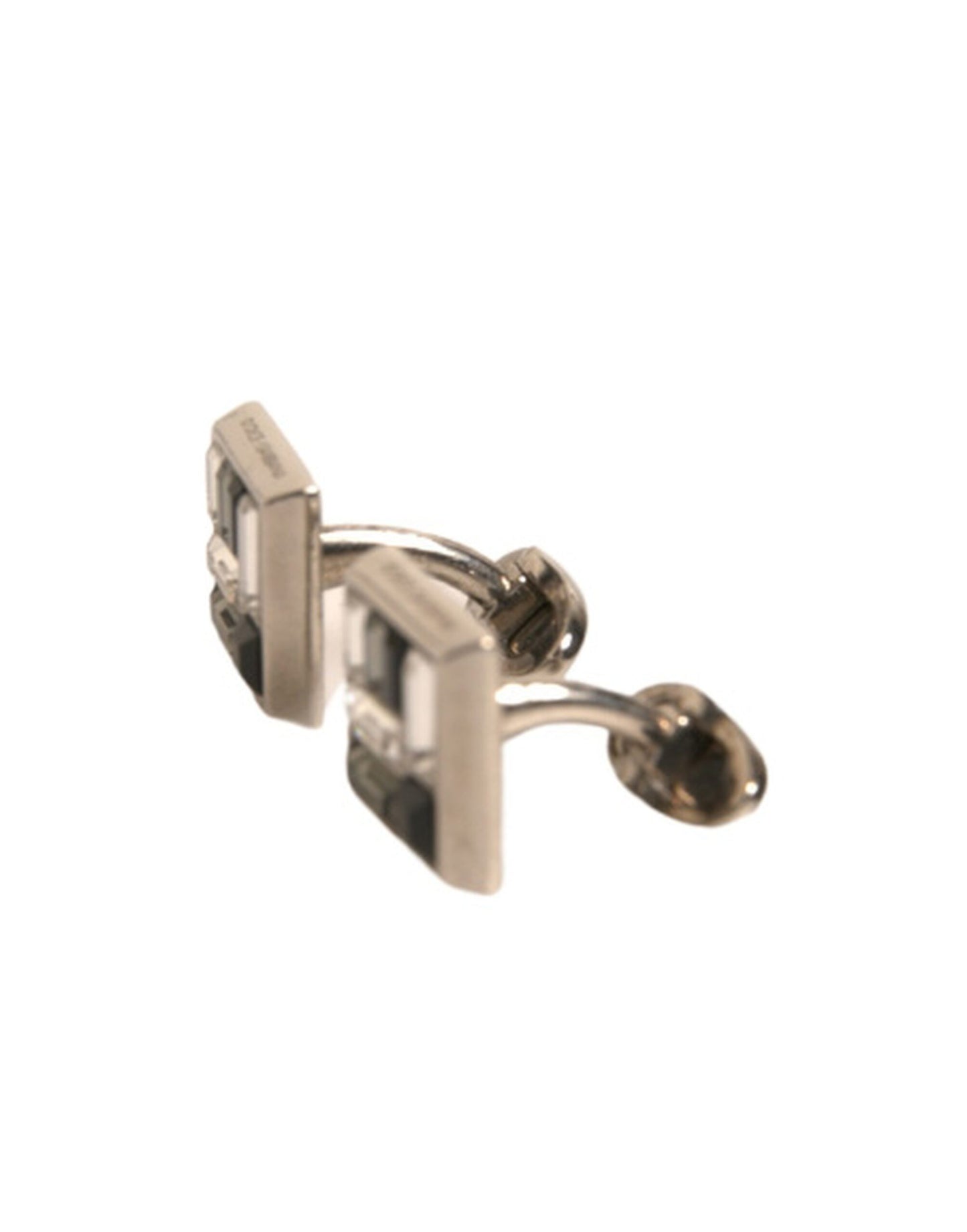 Dolce & Gabbana – Manschettenknöpfe aus versilbertem Messing mit Kristallanstecker