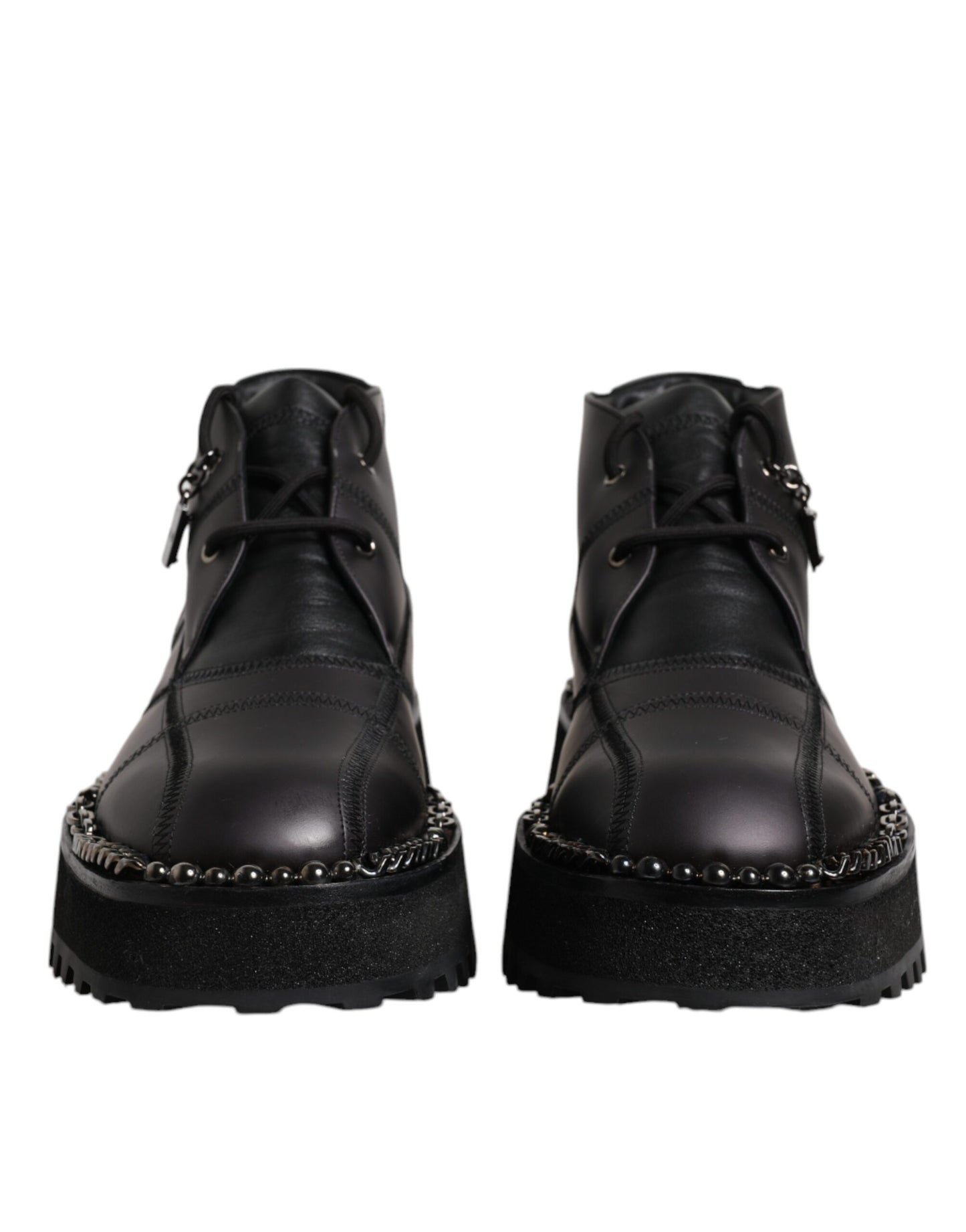 Dolce & Gabbana – Schwarze Ankle Boots aus Leder mit Schnürung