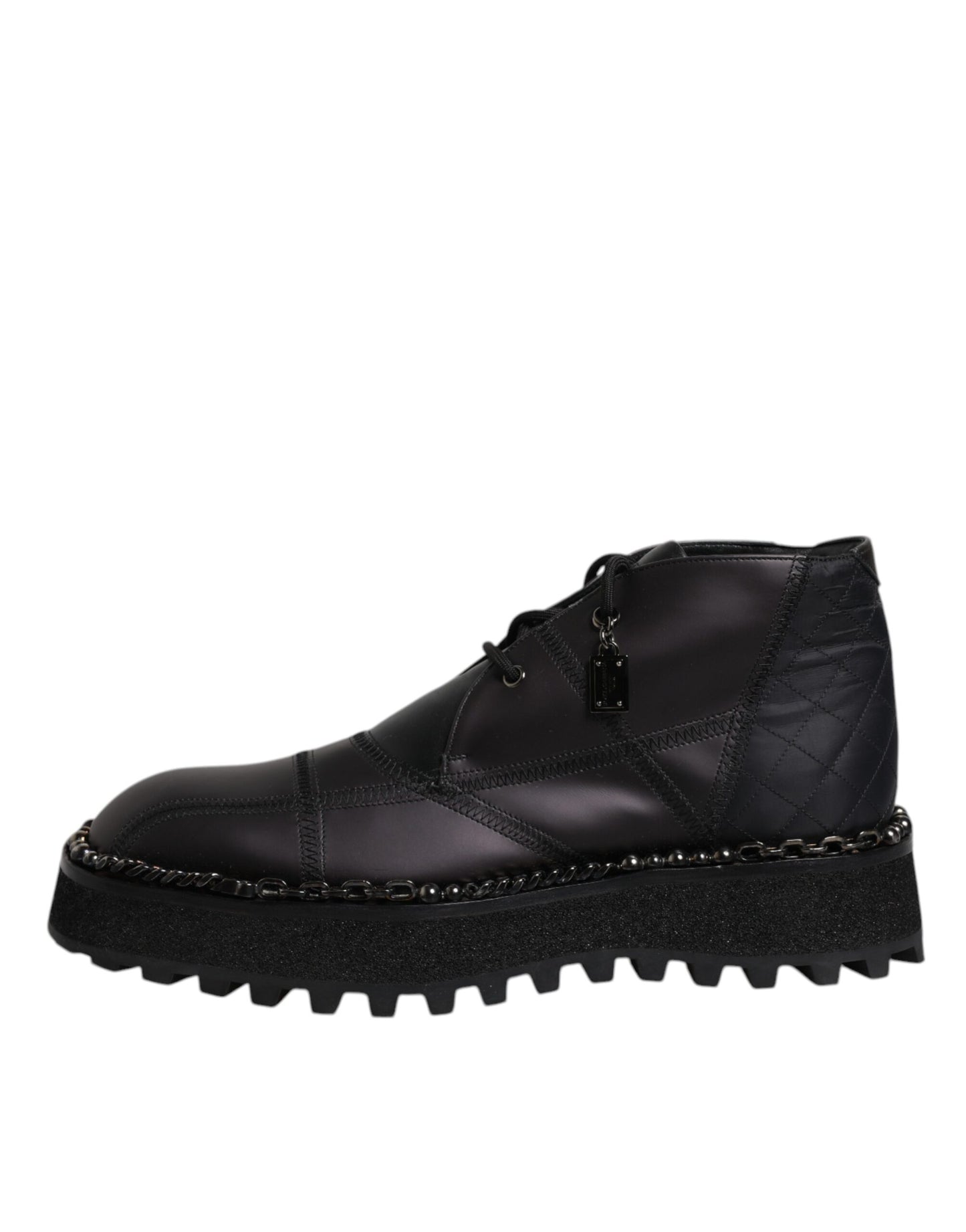 Dolce & Gabbana – Schwarze Ankle Boots aus Leder mit Schnürung