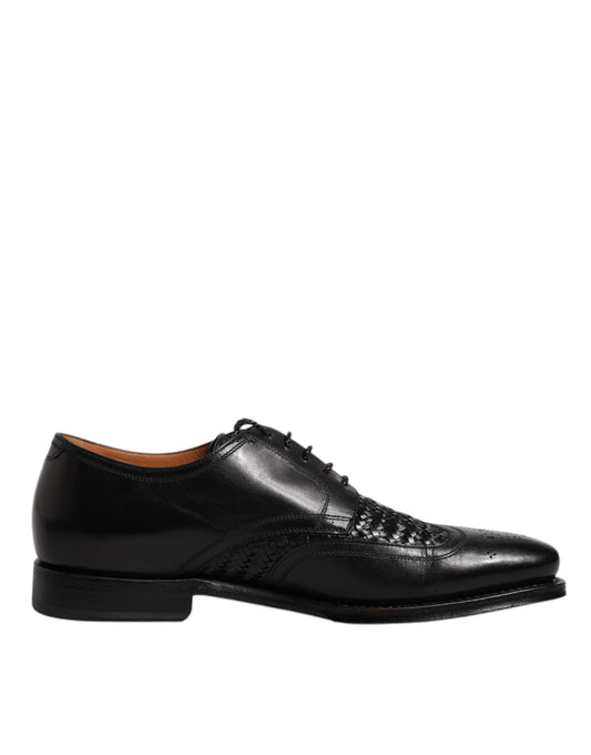 Dolce & Gabbana – Derby-Schuhe aus schwarzem Leder mit Flügelkappe und Schnürung für formelle Anlässe