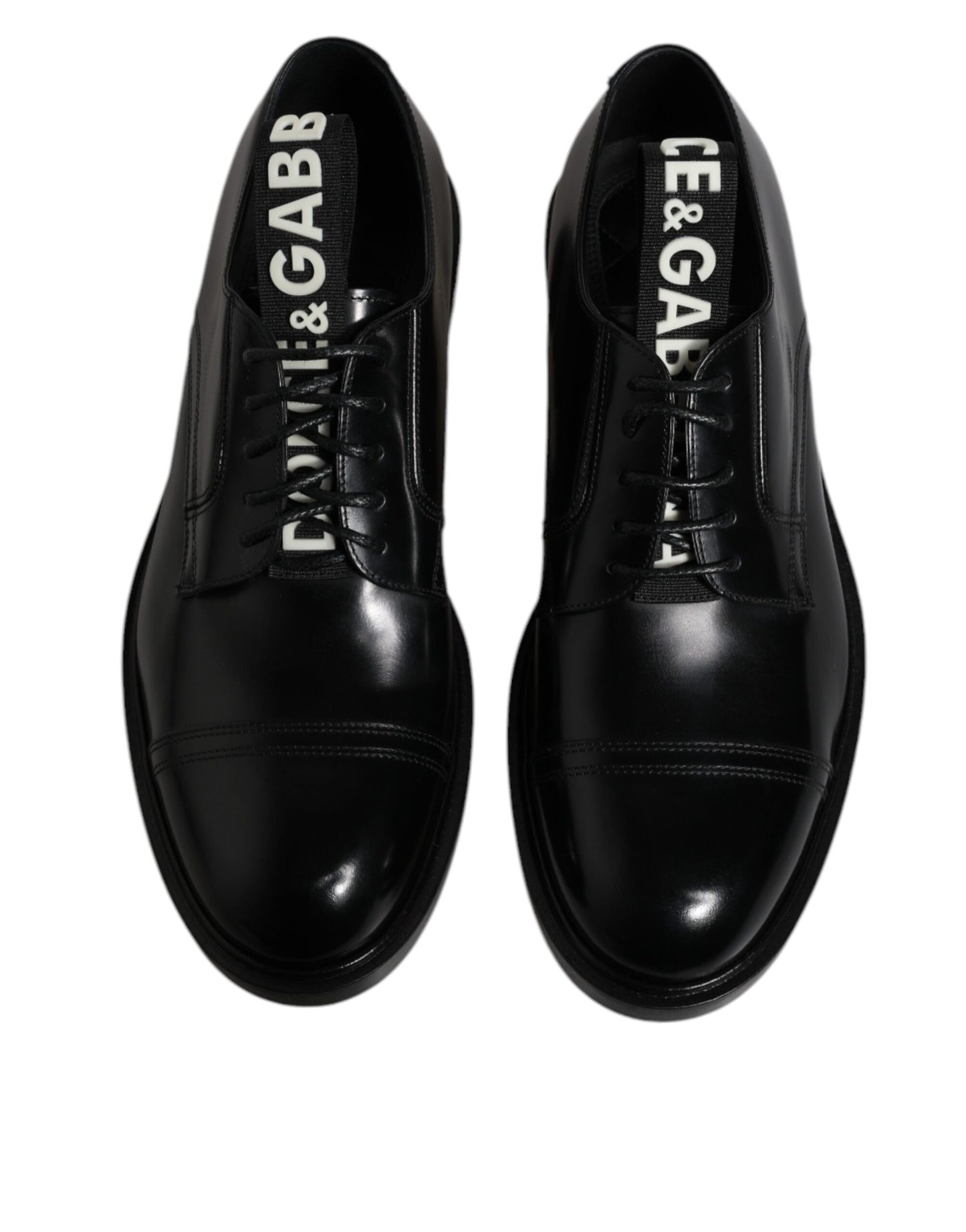 Dolce & Gabbana – Derby-Schnürschuhe aus schwarzem Lackleder für formelle Anlässe
