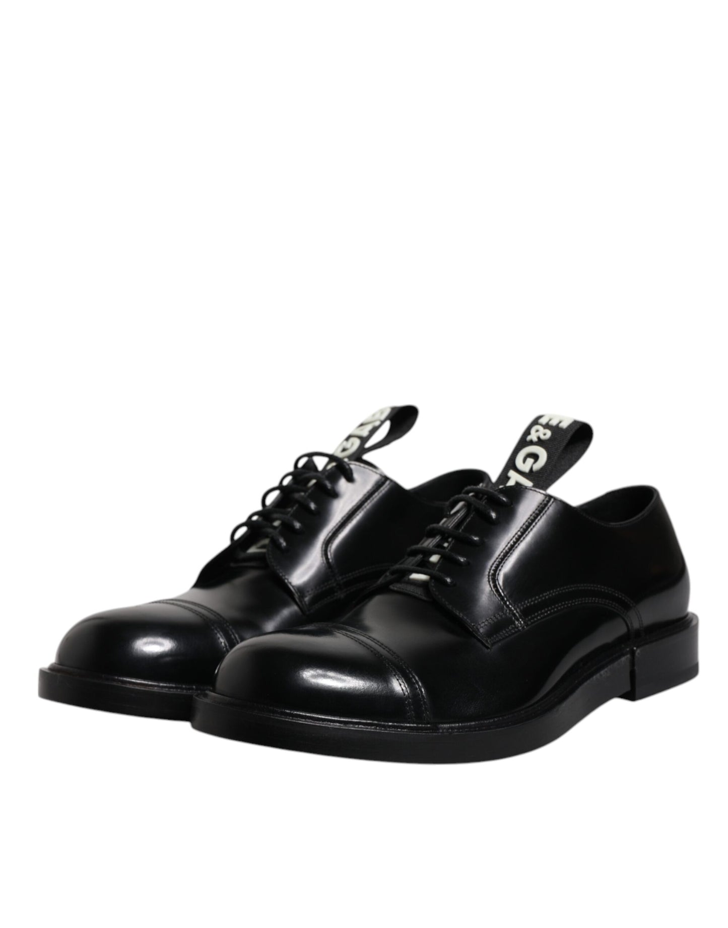 Dolce & Gabbana – Derby-Schnürschuhe aus schwarzem Lackleder für formelle Anlässe