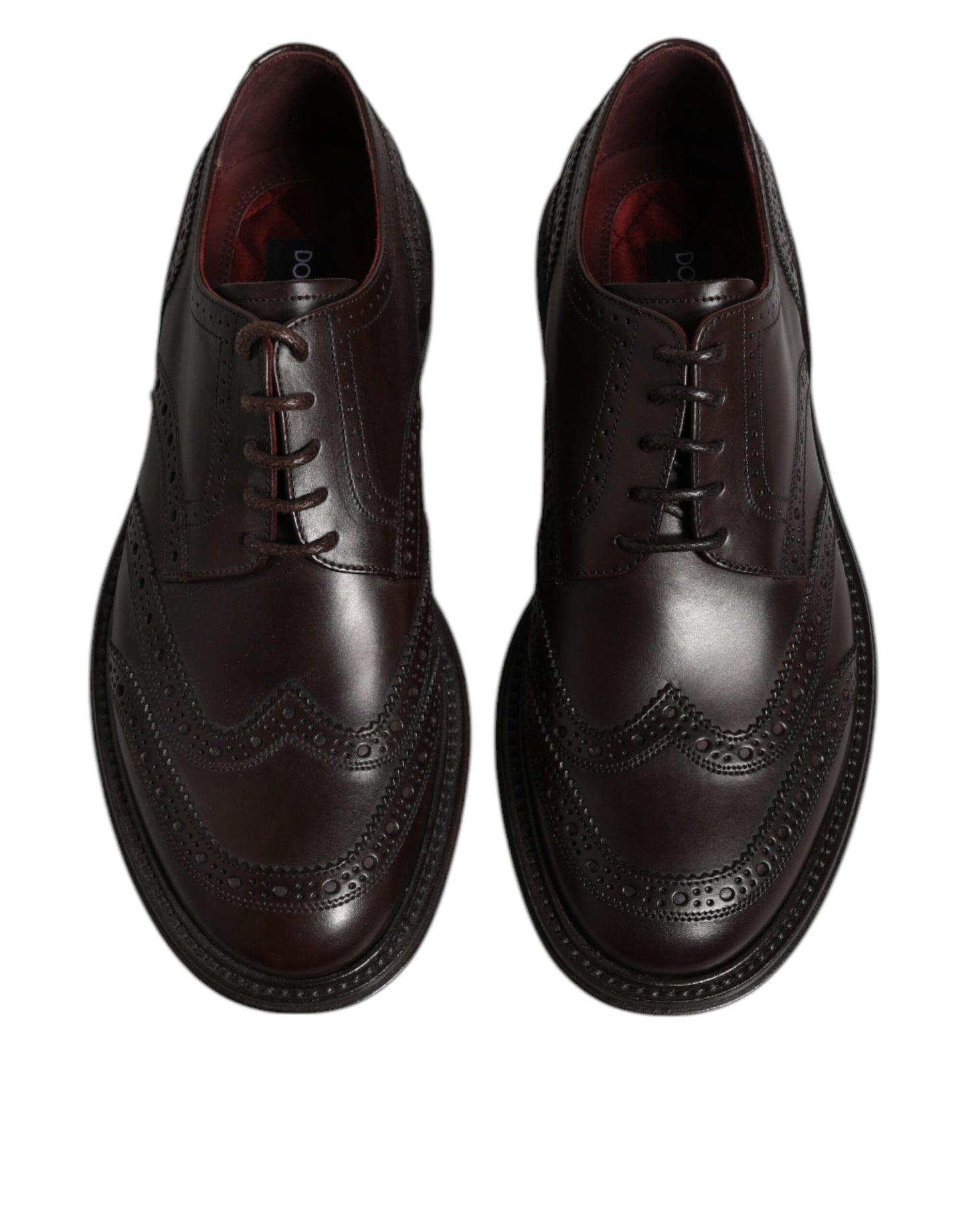 Dolce & Gabbana – Braune Derby-Schuhe aus Leder mit Flügelkappe und Schnürung für formelle Anlässe