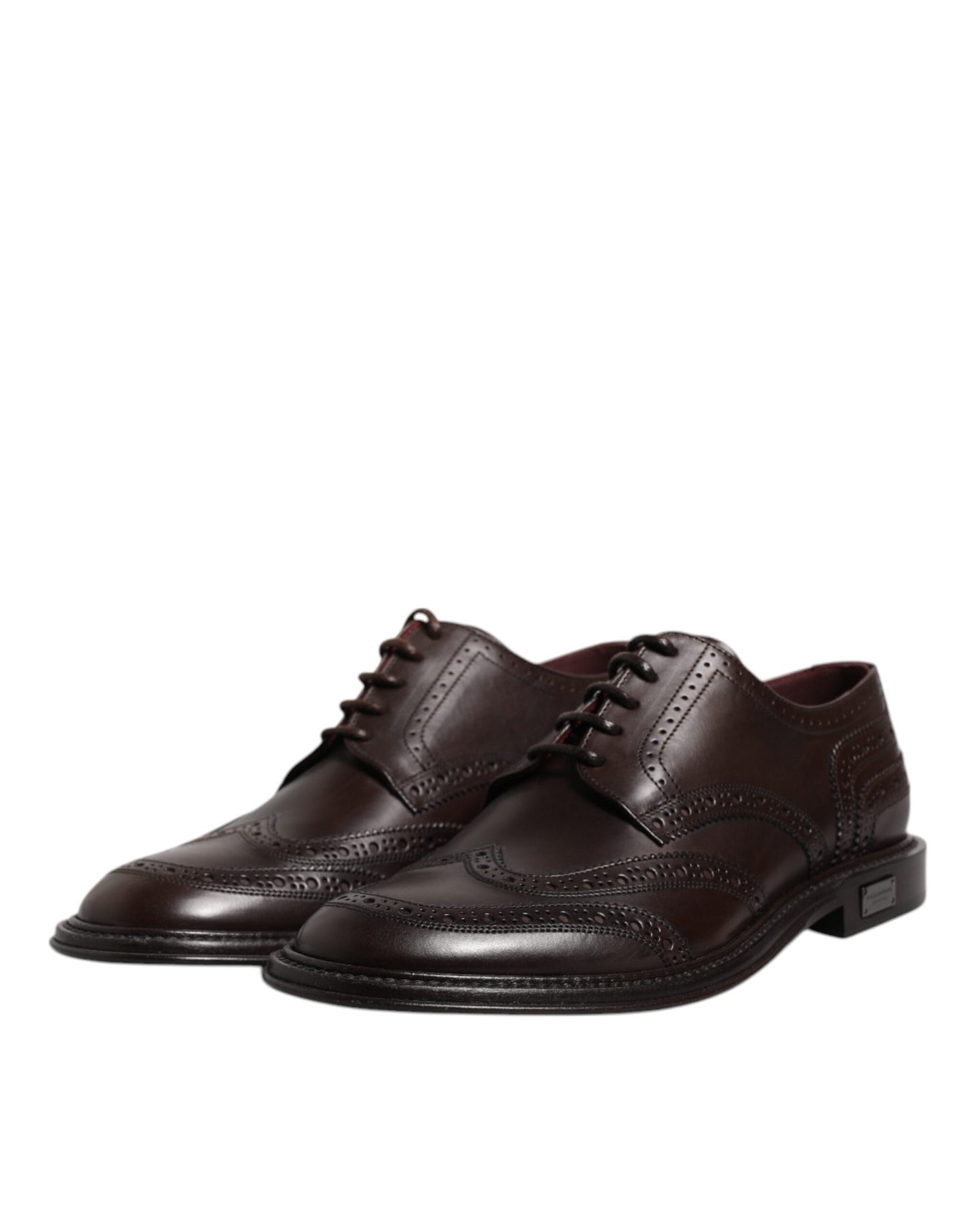 Dolce & Gabbana – Braune Derby-Schuhe aus Leder mit Flügelkappe und Schnürung für formelle Anlässe