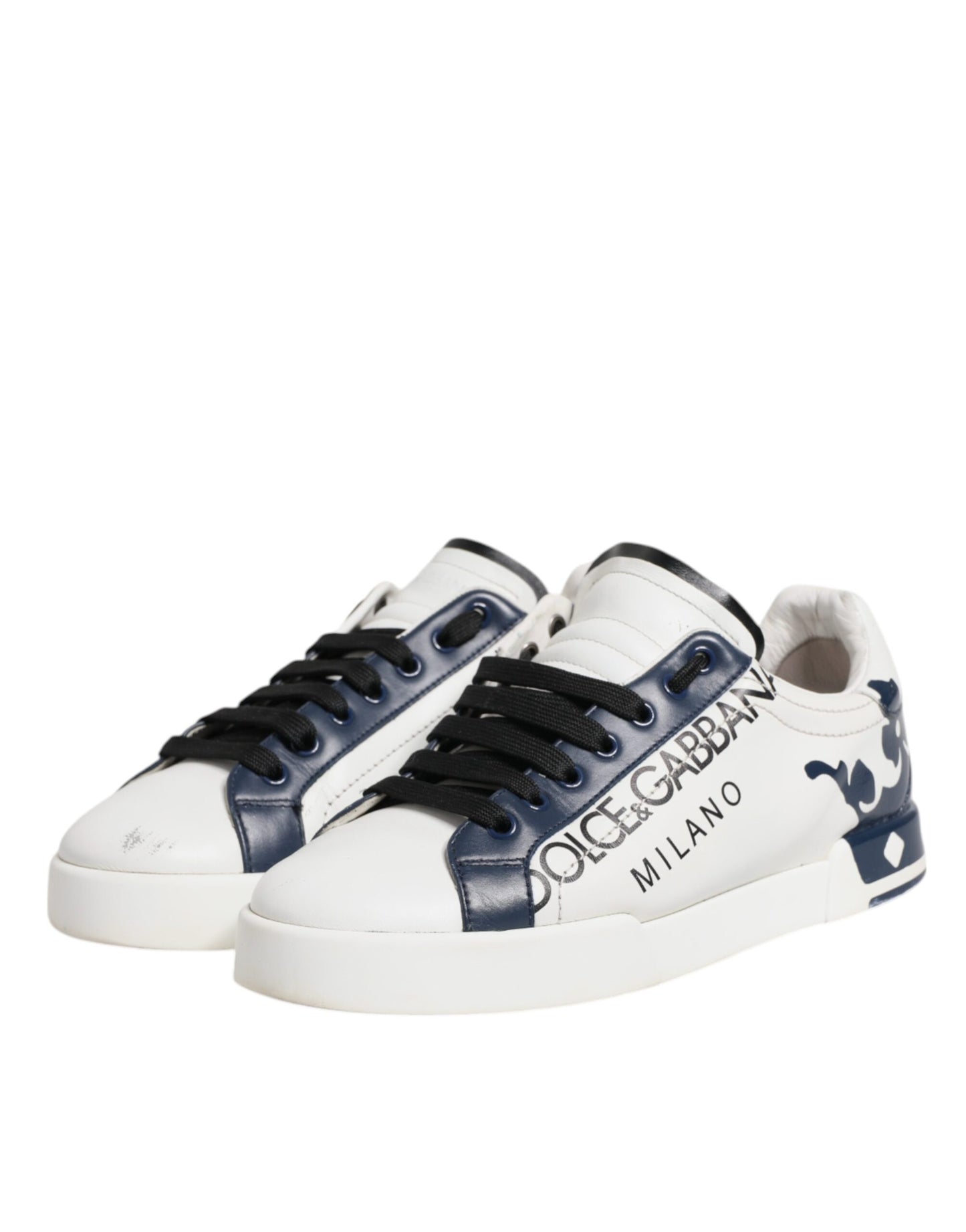 Dolce & Gabbana White Blue Leather Crown Milano Sneakers Shoes (Copy)