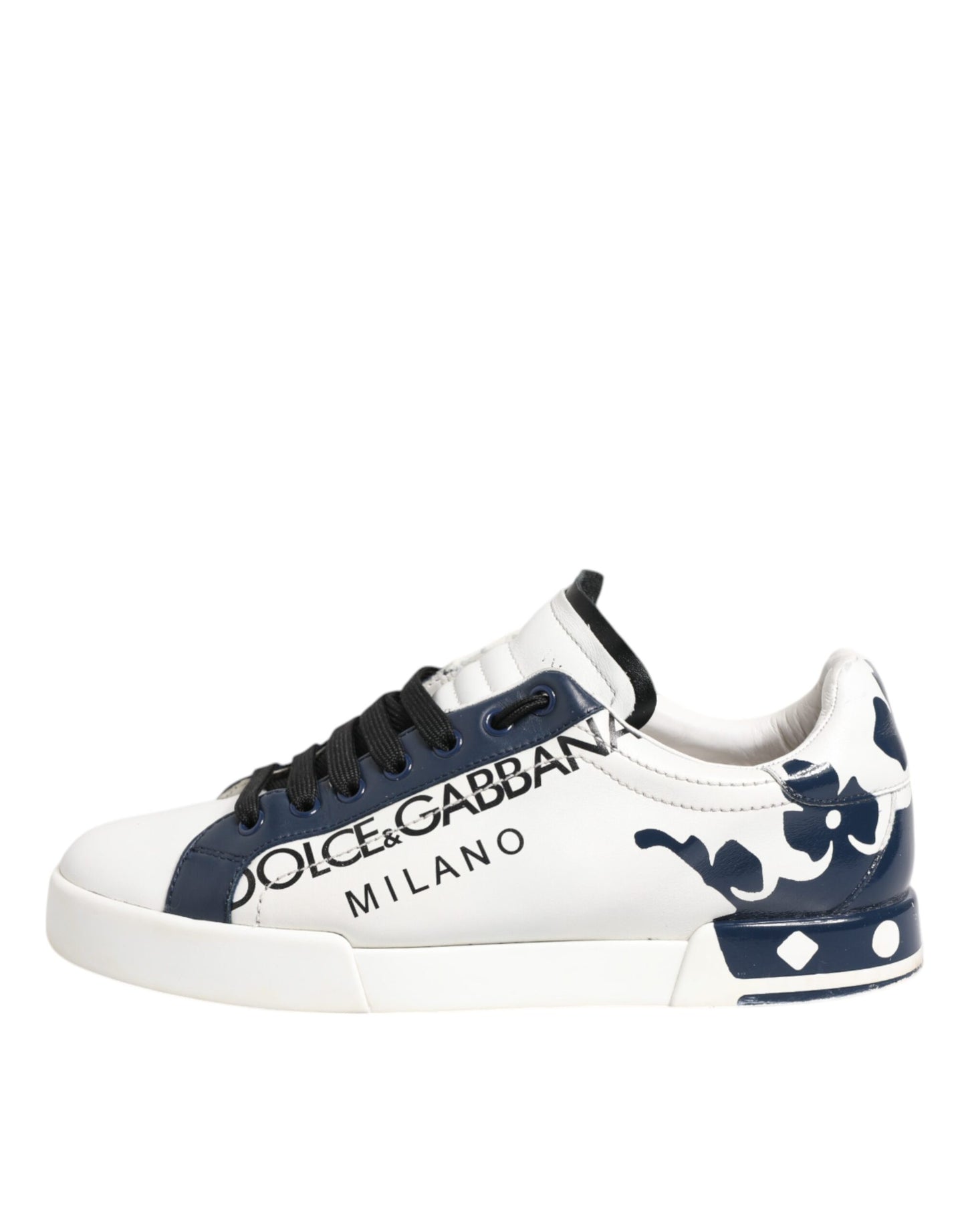 Dolce & Gabbana White Blue Leather Crown Milano Sneakers Shoes (Copy)