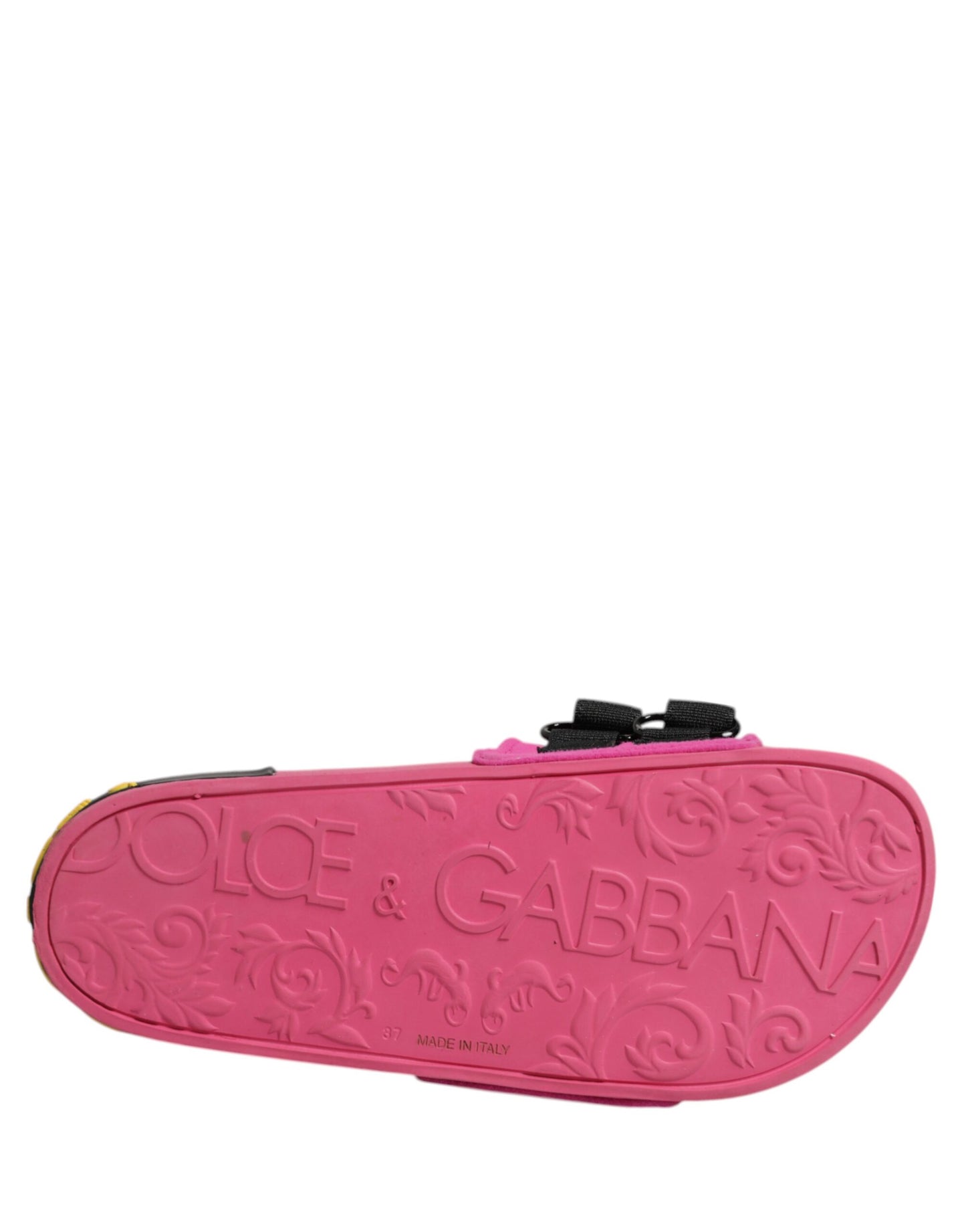 Dolce & Gabbana Fuchsia Neopren Slides Flats Beachwear Schuhe