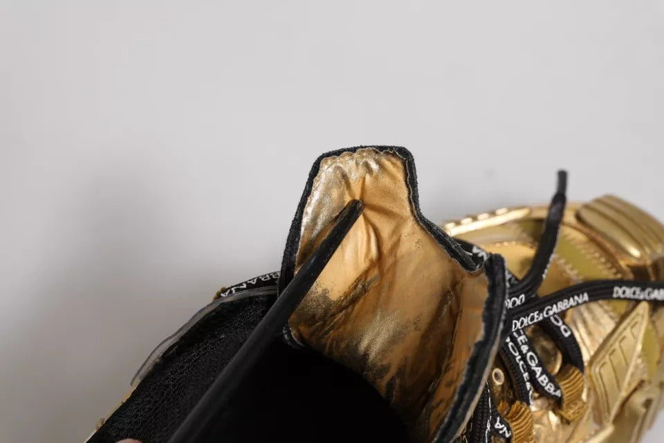 Dolce & Gabbana – Goldene, elastische NS1-Sneakers mit Schnürung