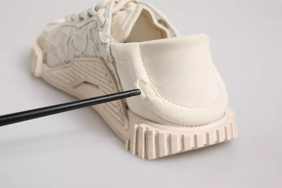 Dolce & Gabbana Weiße Spitze NS1 Low Top Sneaker Sportschuhe