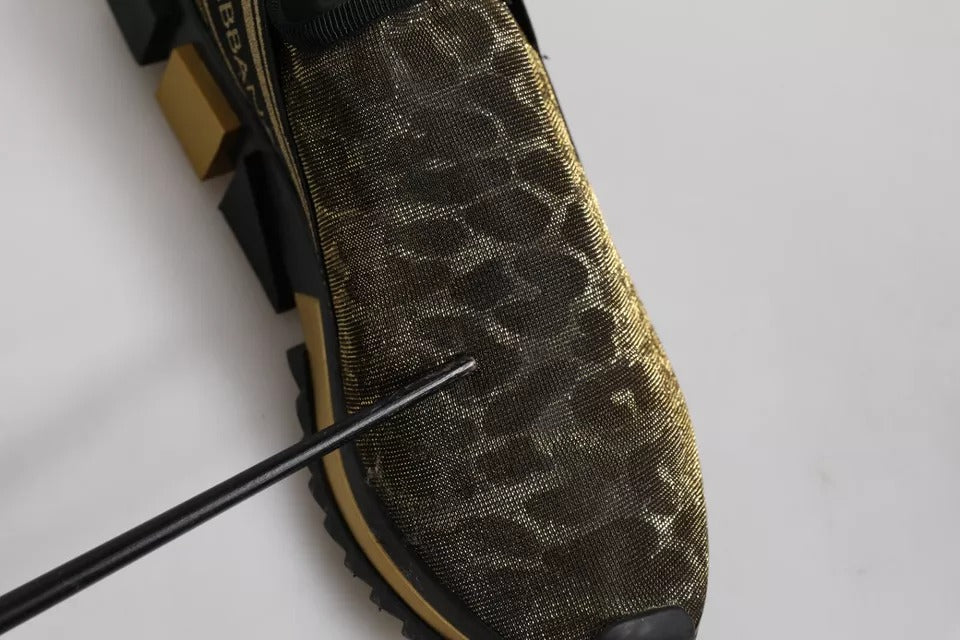 Dolce & Gabbana – Sorrento – Sneaker mit Glitzer und Leopardenmuster in Gold