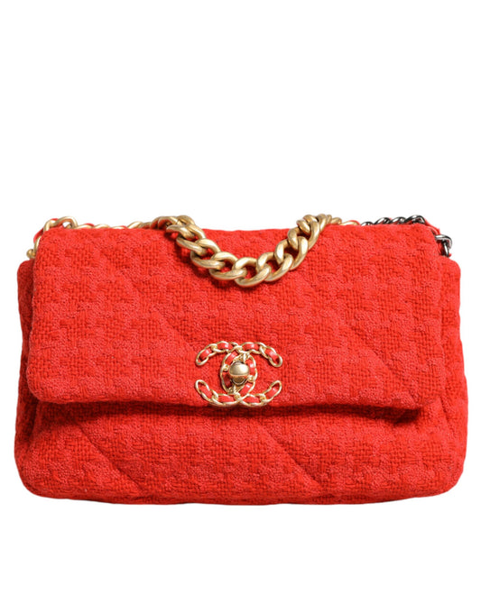Sac à main épaule moyen 2WAY en tweed rouge Chanel