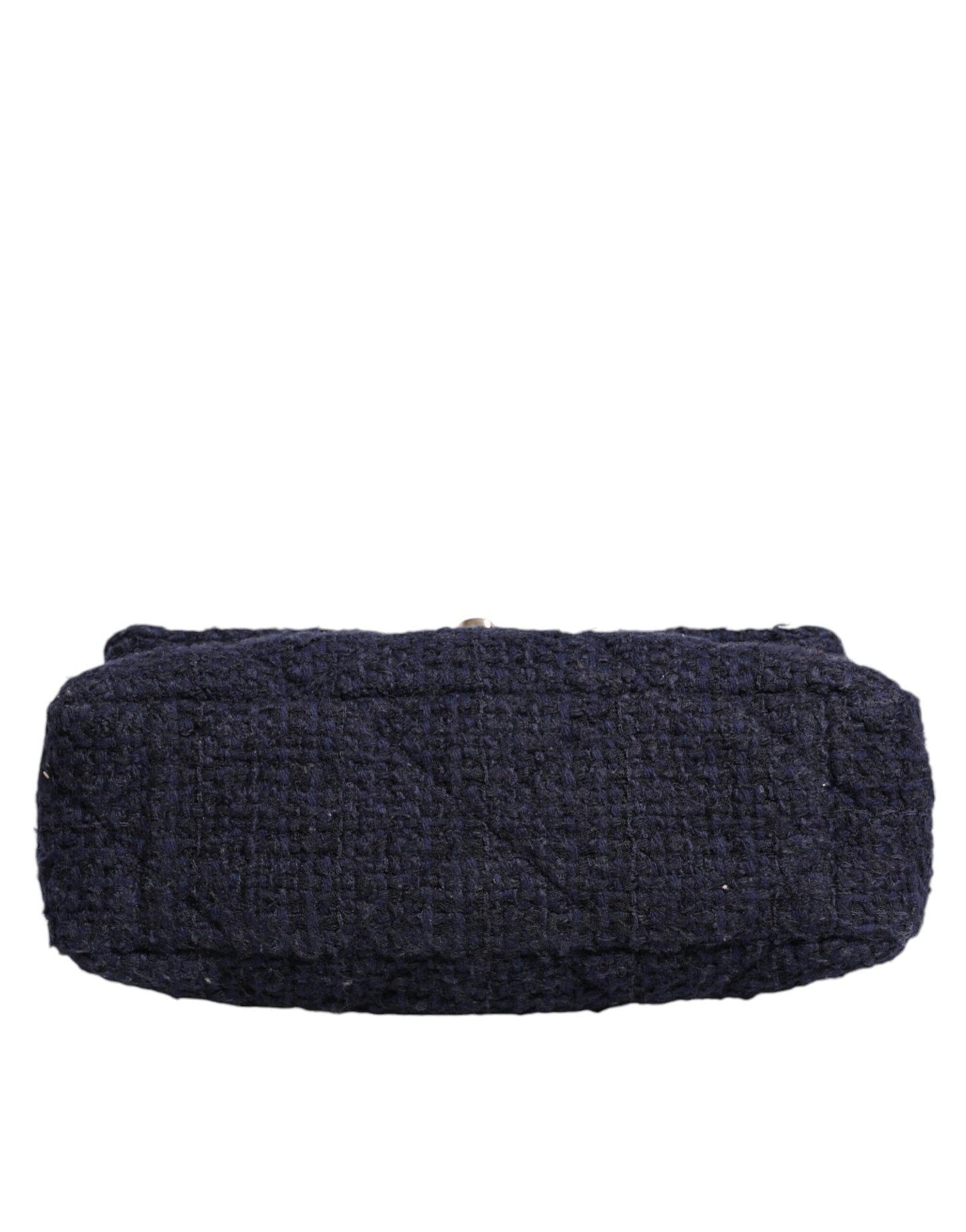 Sac à bandoulière Chanel Dark Blue Medium Flap Tweed CC Gold Gray Chain