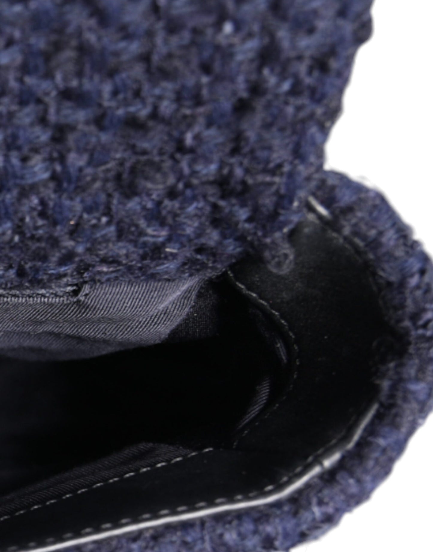 Sac à bandoulière Chanel Dark Blue Medium Flap Tweed CC Gold Gray Chain