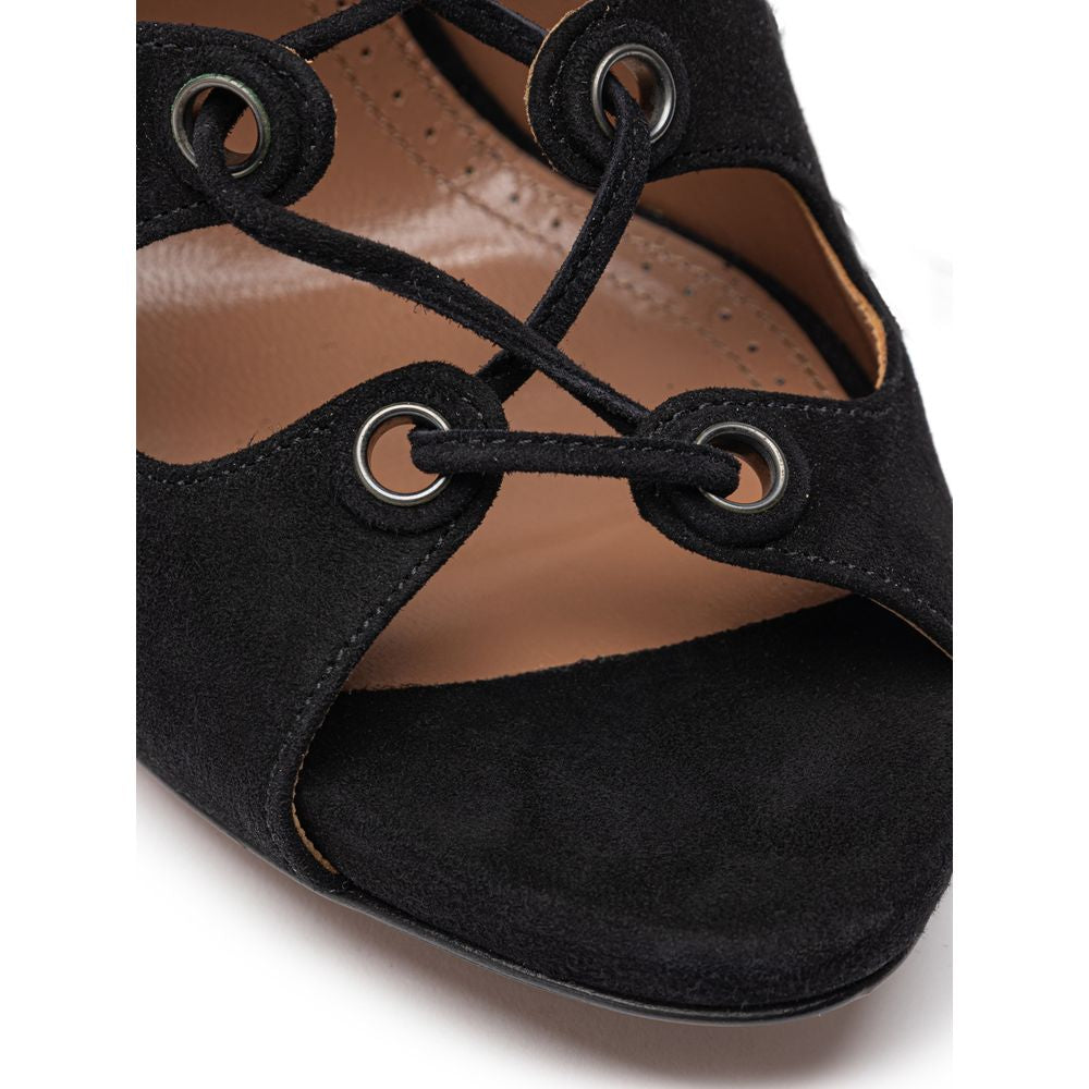 Alaïa – Scamociata-Sandale aus schwarzem Leder