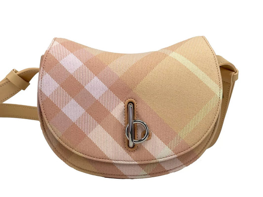 Sac à bandoulière Burberry Mini Check Rocking Horse Pêche