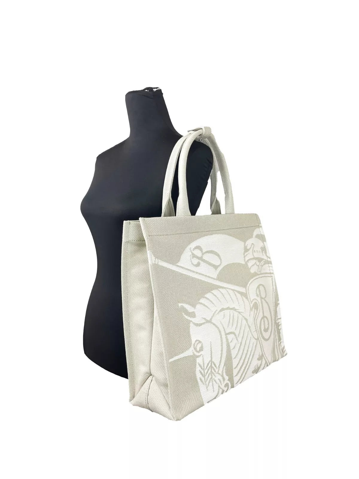 Sac fourre-tout en toile EKD Burberry avec pochette à pièces beige