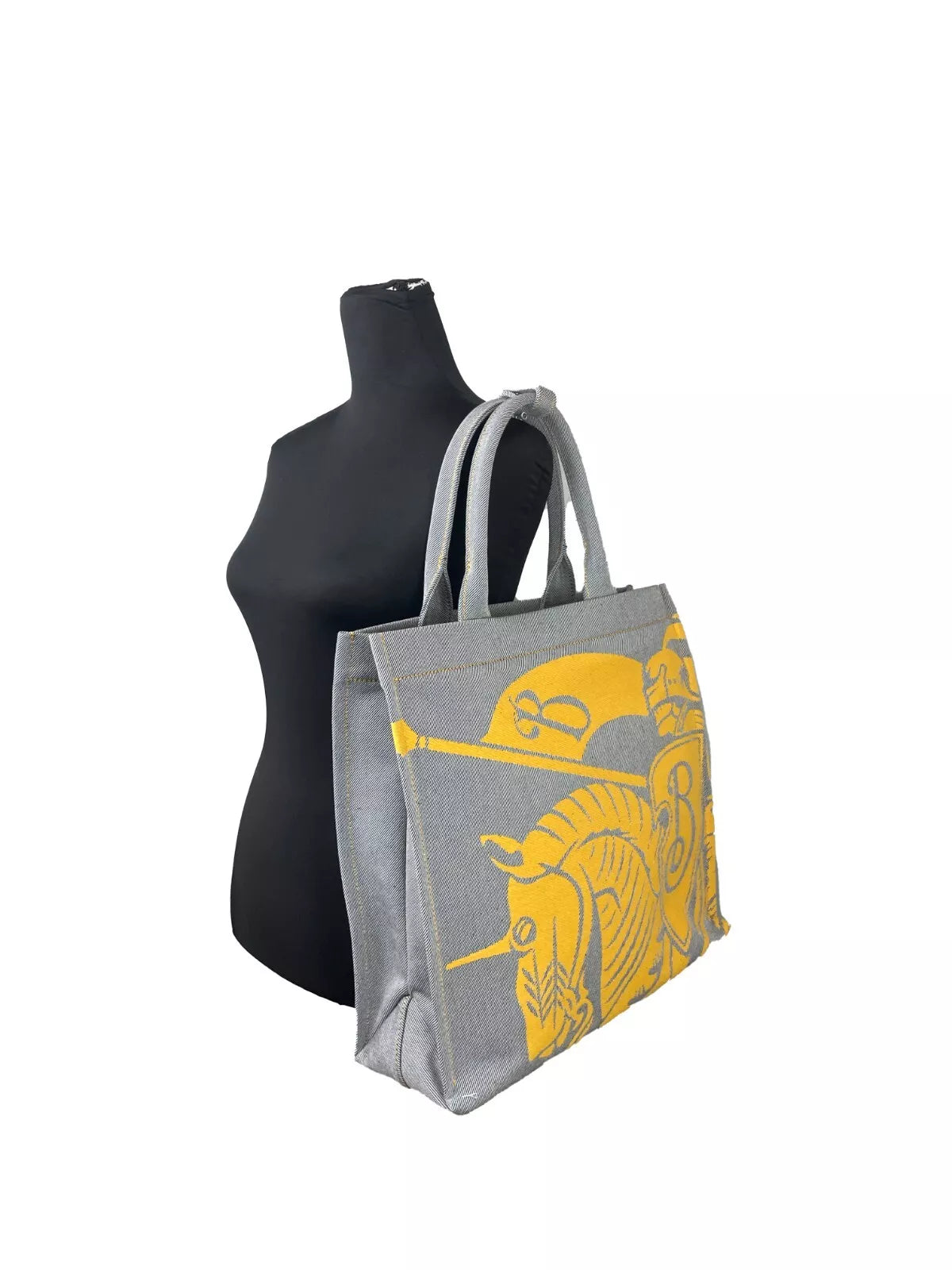 Sac fourre-tout en toile EKD Burberry avec pochette à pièces Tournesol Gris