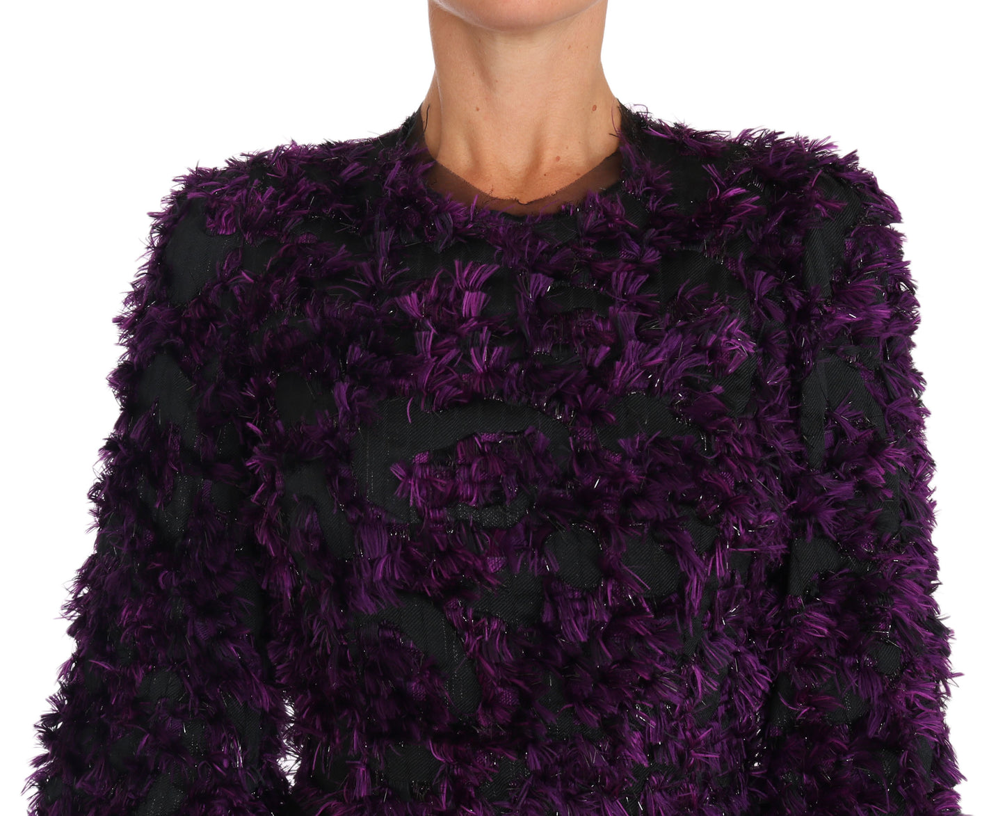 Robe fourreau élégante à franges Dolce & Gabbana en violet et noir