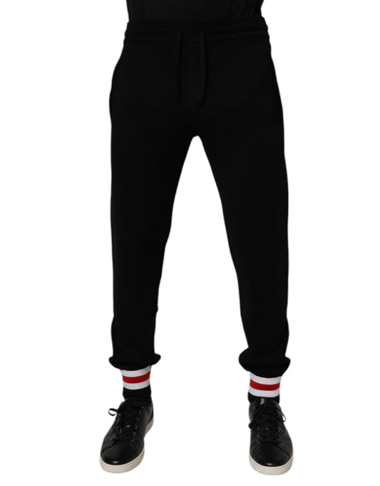 Dolce & Gabbana – Schwarze Jogginghose aus Wolle mit mittlerer Taille