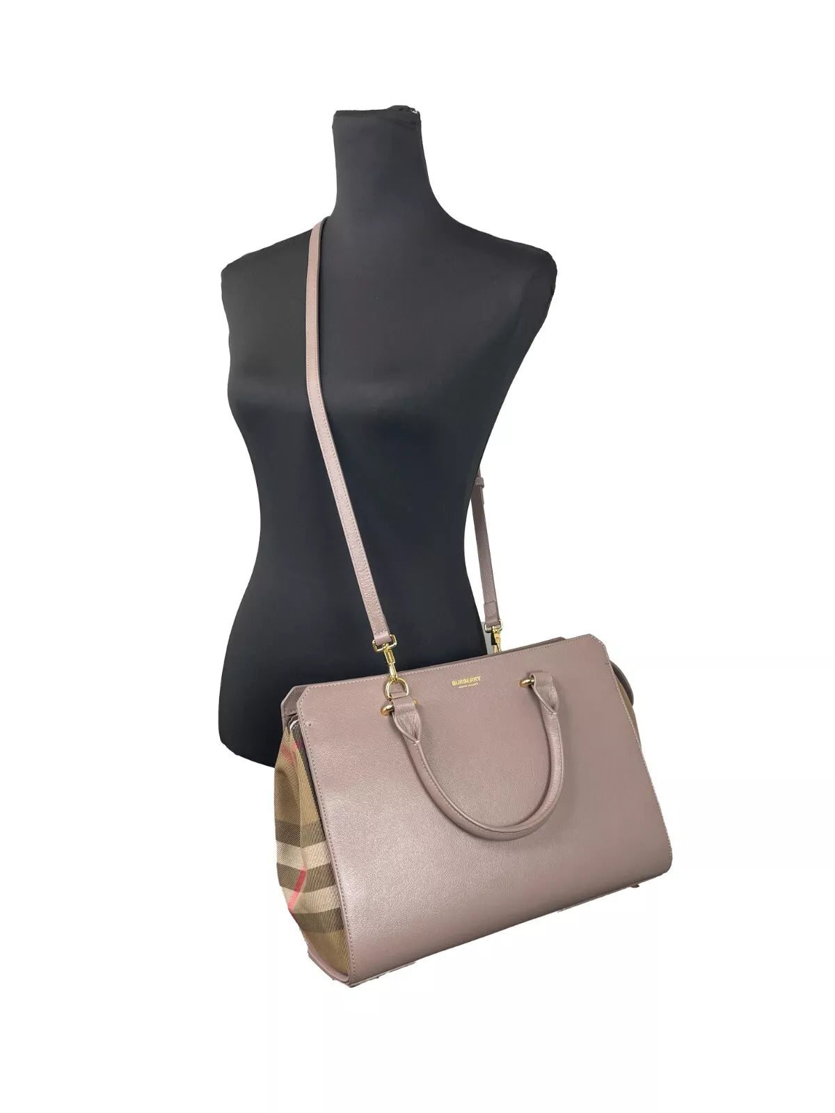 Sac à main en cuir Banwell Small de Burberry en vison gris