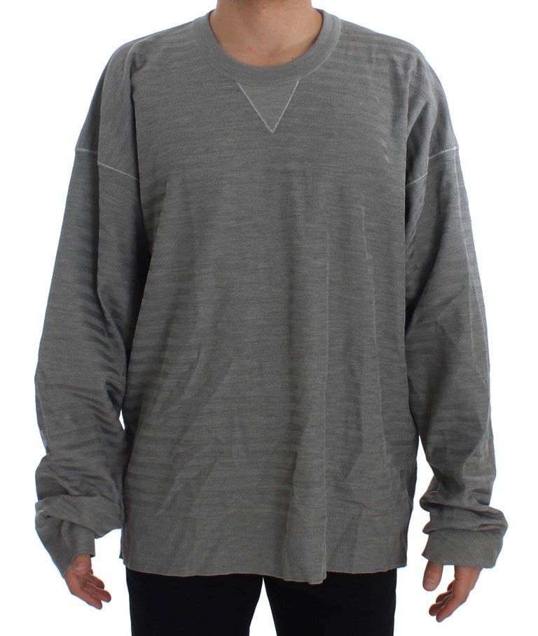 Jersey de seda con cuello redondo gris
