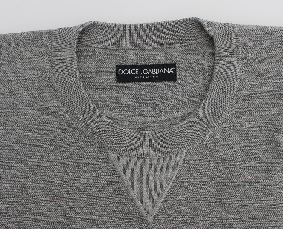 Jersey de seda con cuello redondo gris