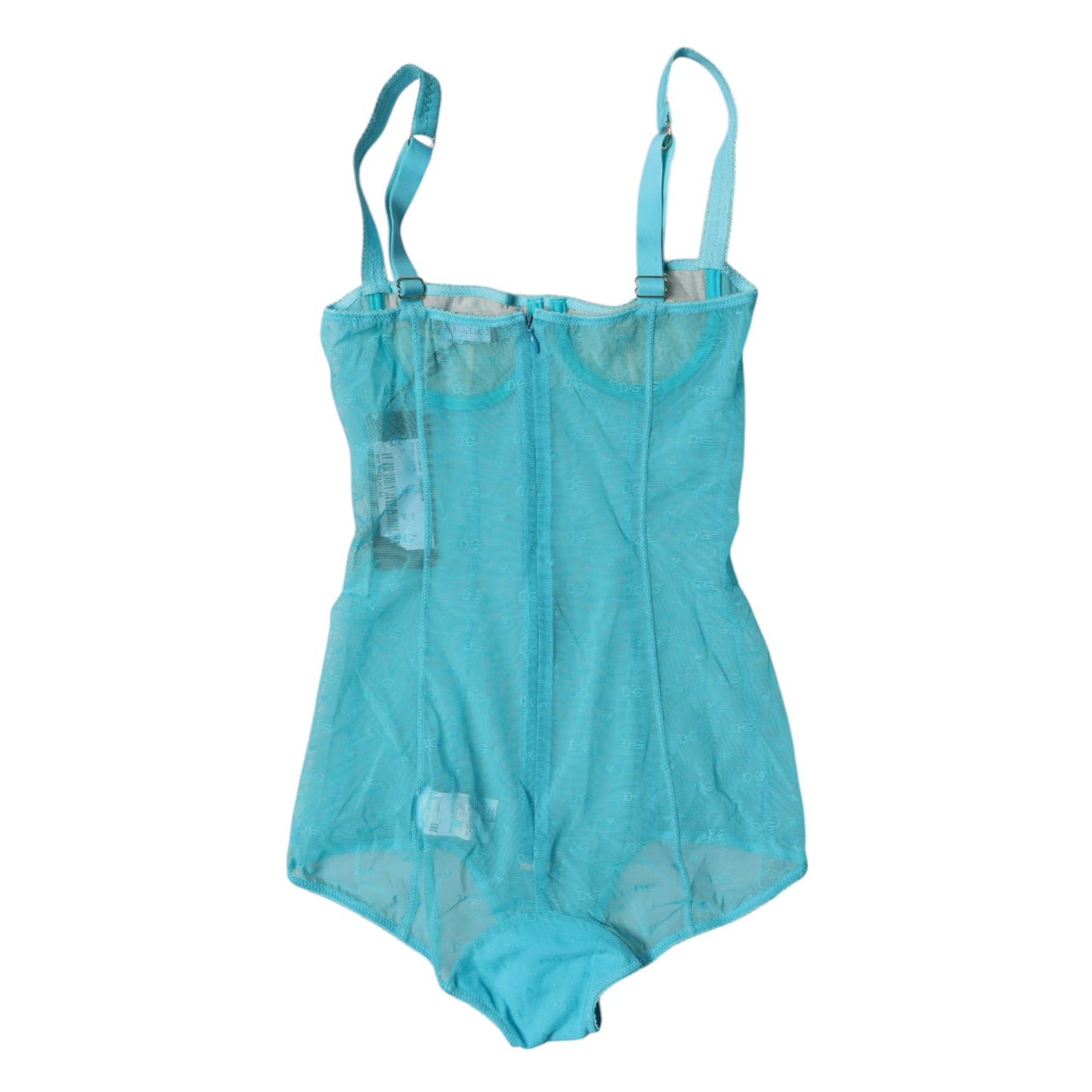 Dolce & Gabbana Blue Tulle Balconette Bra Bodysuit Underwear