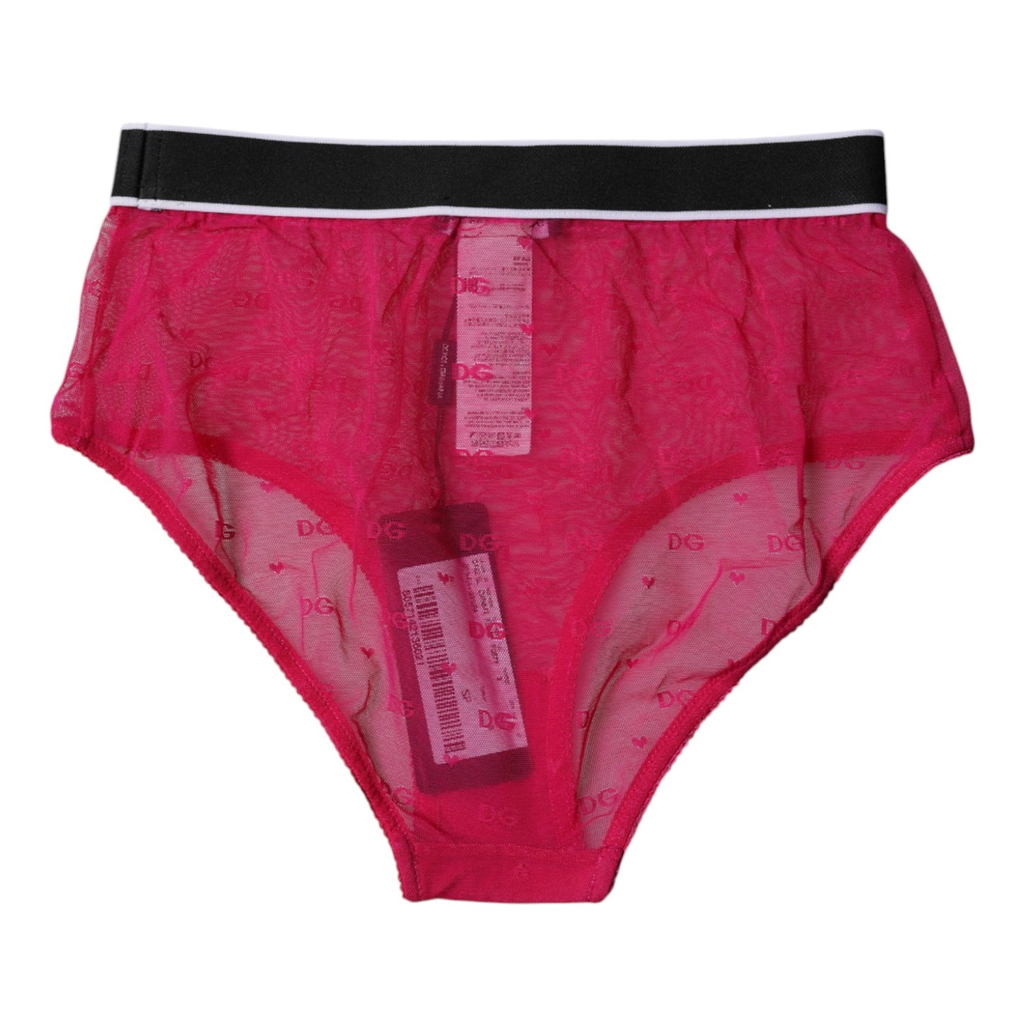 Dolce & Gabbana – Slip aus Nylon mit mittlerer Taille und Tüll in Fuchsia