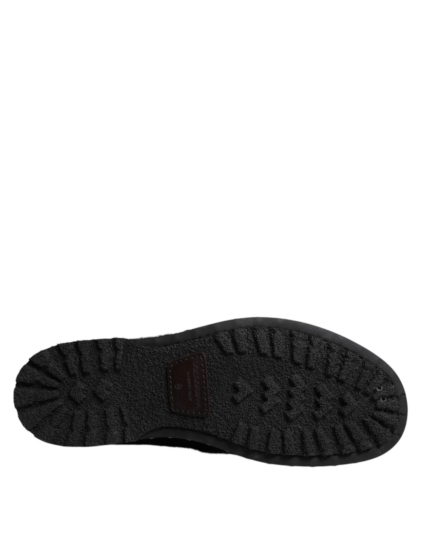 Dolce & Gabbana – Schwarze, wadenlange Stiefel aus Leder im Pony-Stil