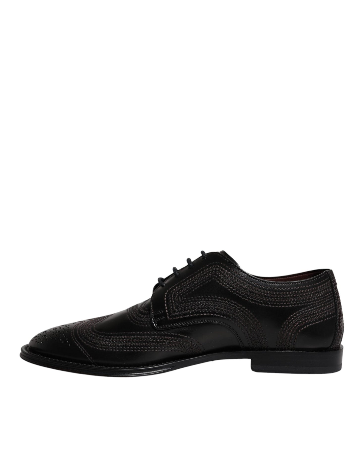 Dolce & Gabbana – Klassische Derby-Schuhe aus schwarzem, besticktem Leder
