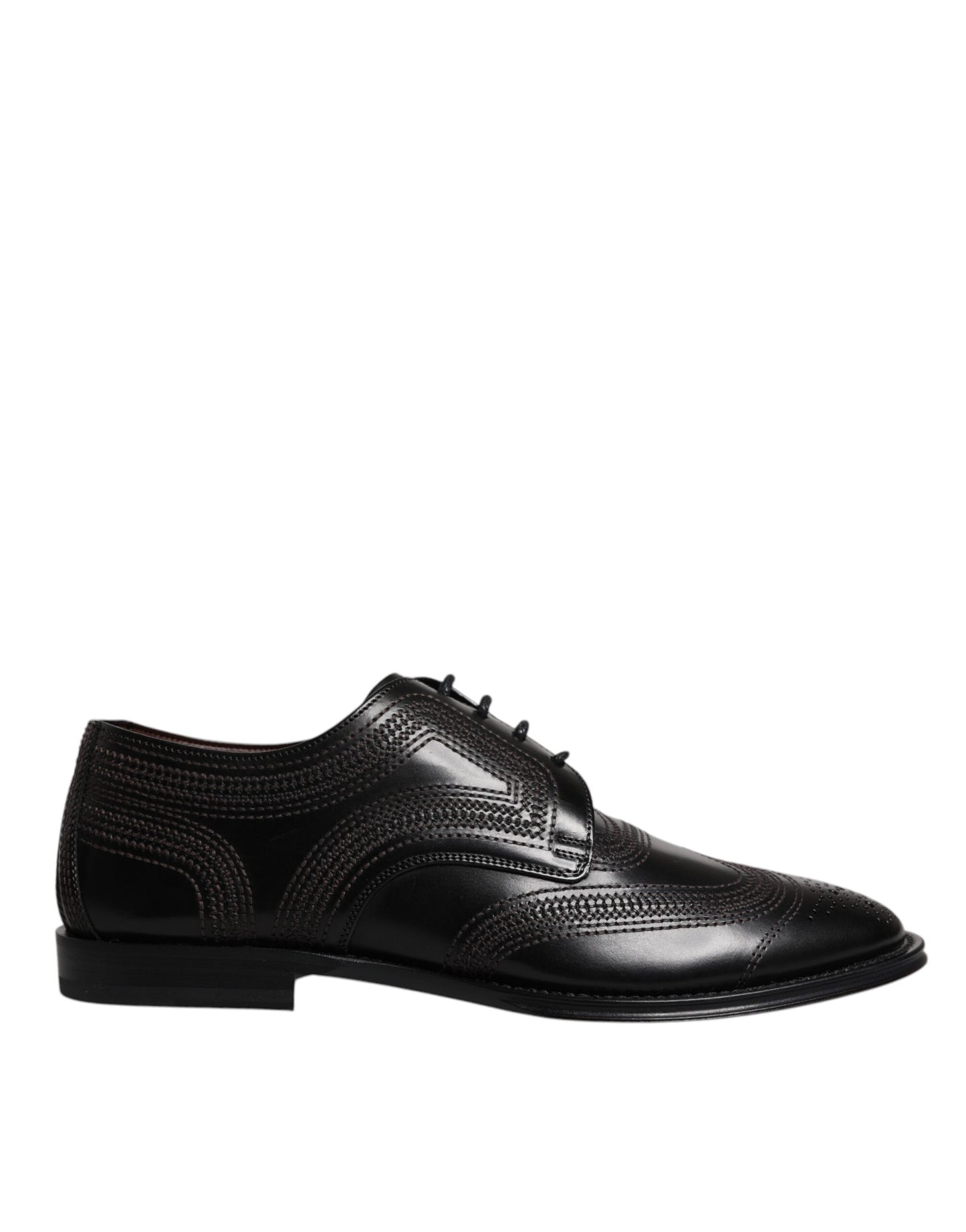 Dolce & Gabbana – Klassische Derby-Schuhe aus schwarzem, besticktem Leder