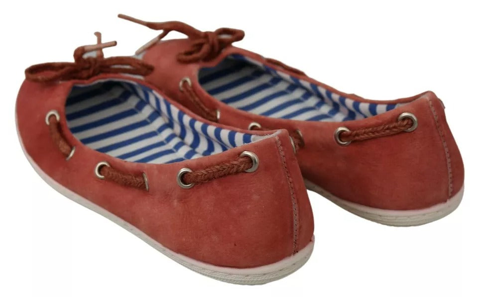 Pantofola D'Oro – Ballerinas aus Wildleder in Korallenrot mit Schleife und Spitze