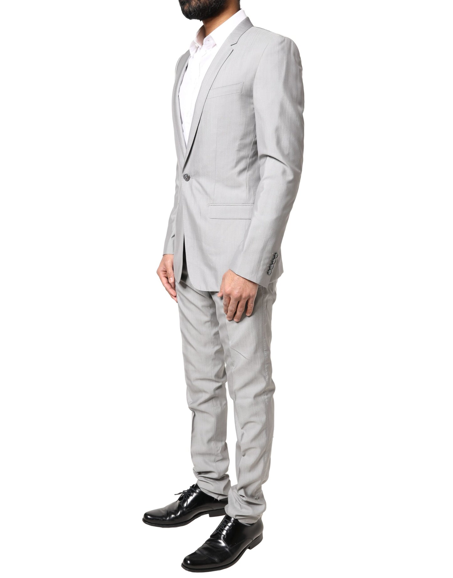 Dolce & Gabbana Light Gray Wool GOLD 2 Piece Formal Suit