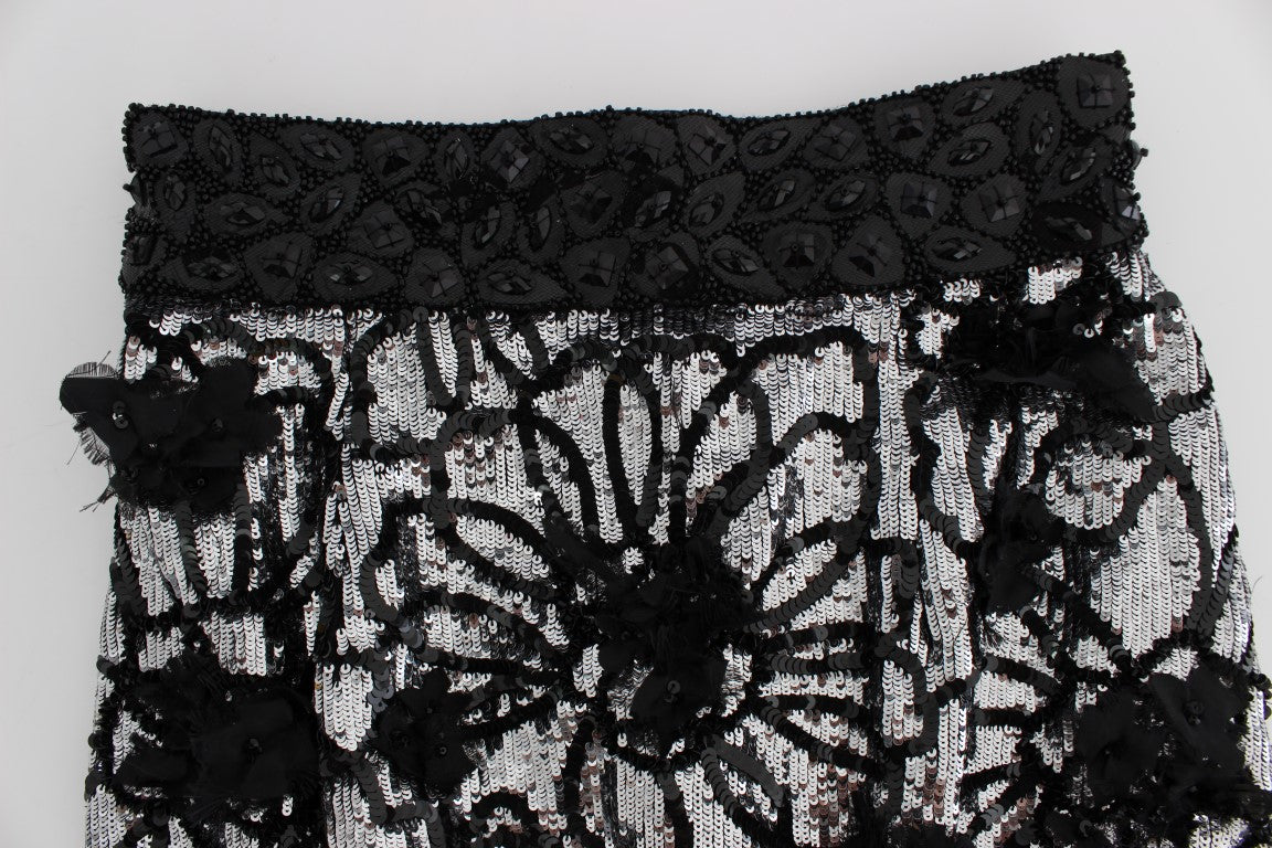 Mini shorts con paillettes di cristalli neri