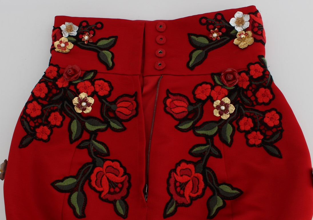 Pantaloncini Sicily con rose rosse in seta