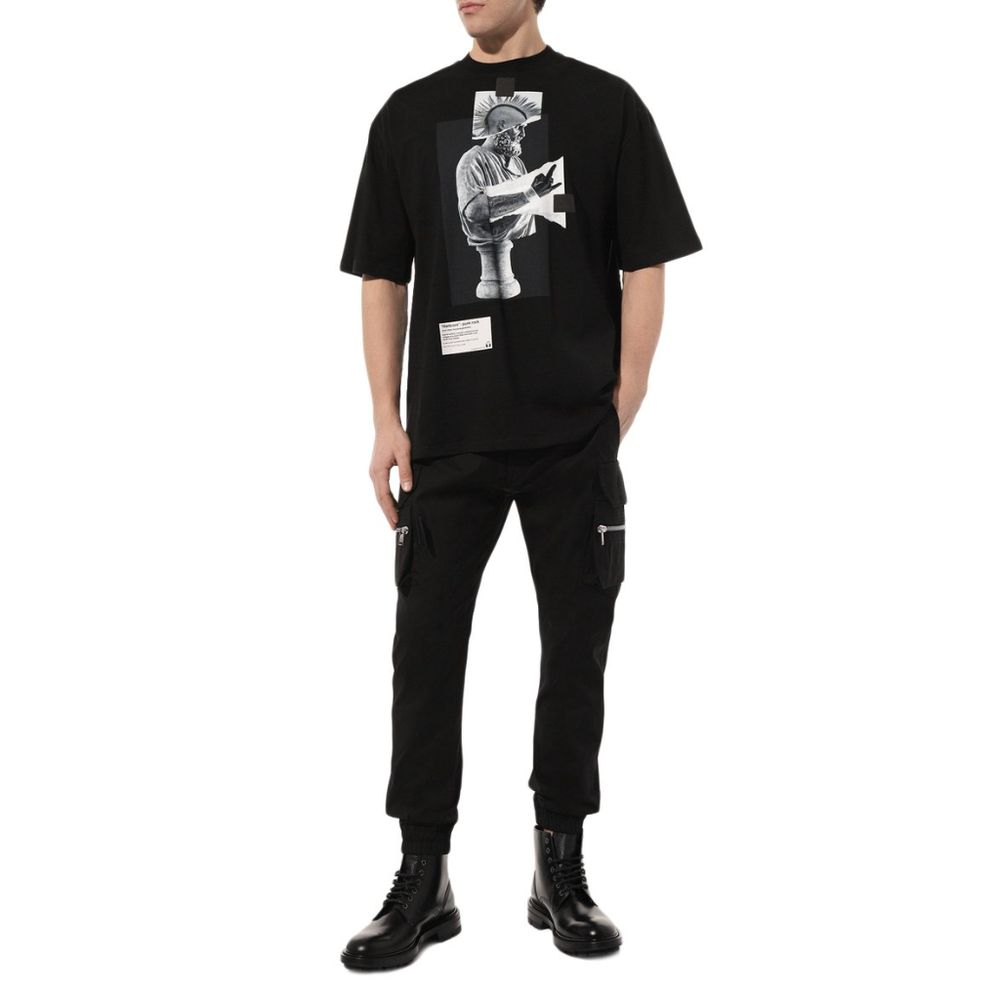 Schwarzes Baumwoll-T-Shirt von Diego Venturino