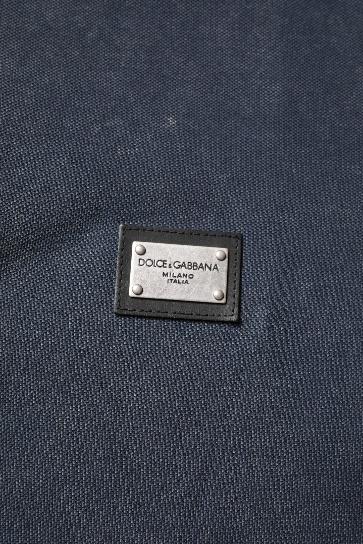 Dolce & Gabbana Dark Blue Logo Plaque Cotton Men Polo Shirt T-shirt