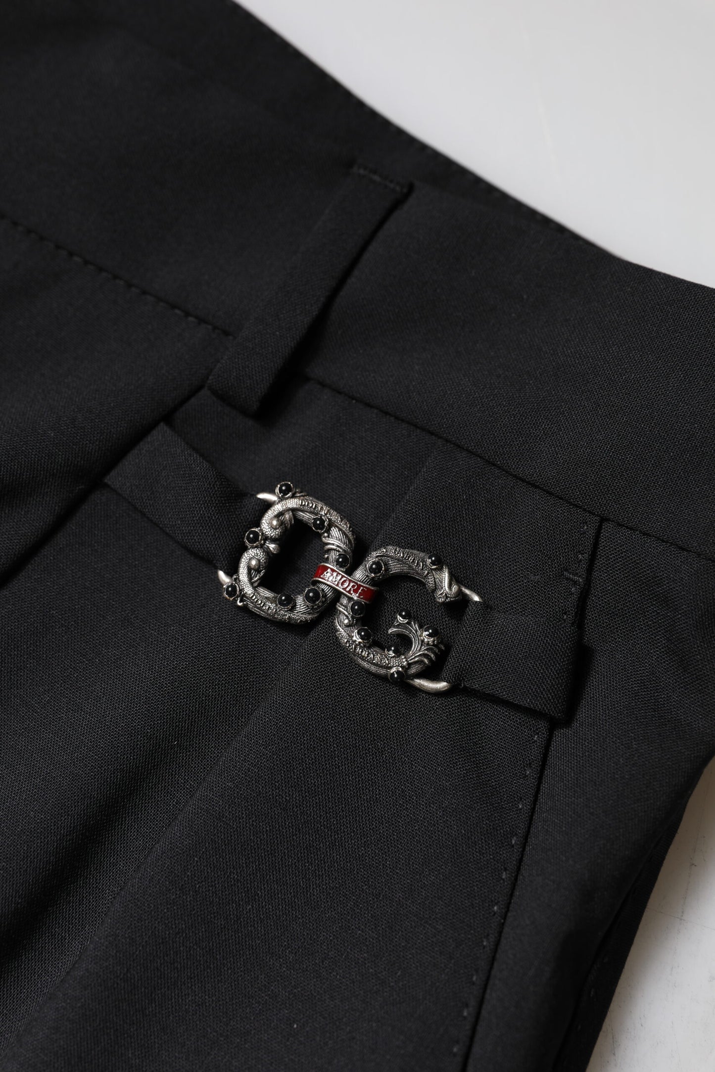 Dolce & Gabbana Black Polyester High Waist Dress Pants