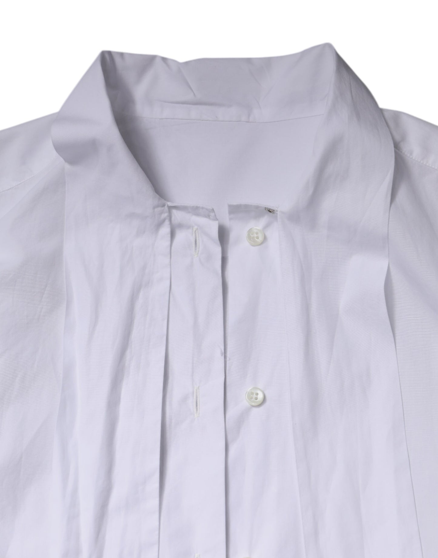 Dolce & Gabbana White Ascot Collar Long Sleeve Blouse Top