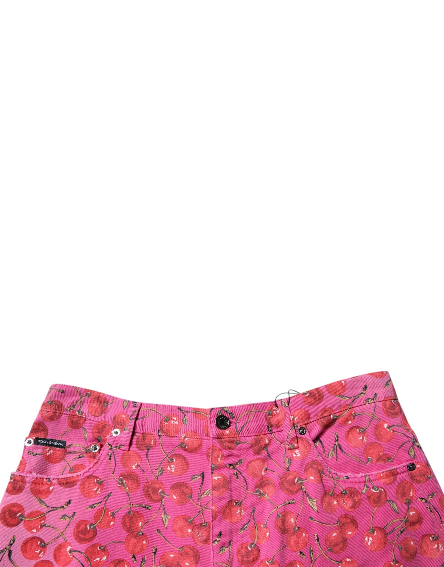 Dolce & Gabbana Pink Cherry Print Cargo Cotton Shorts