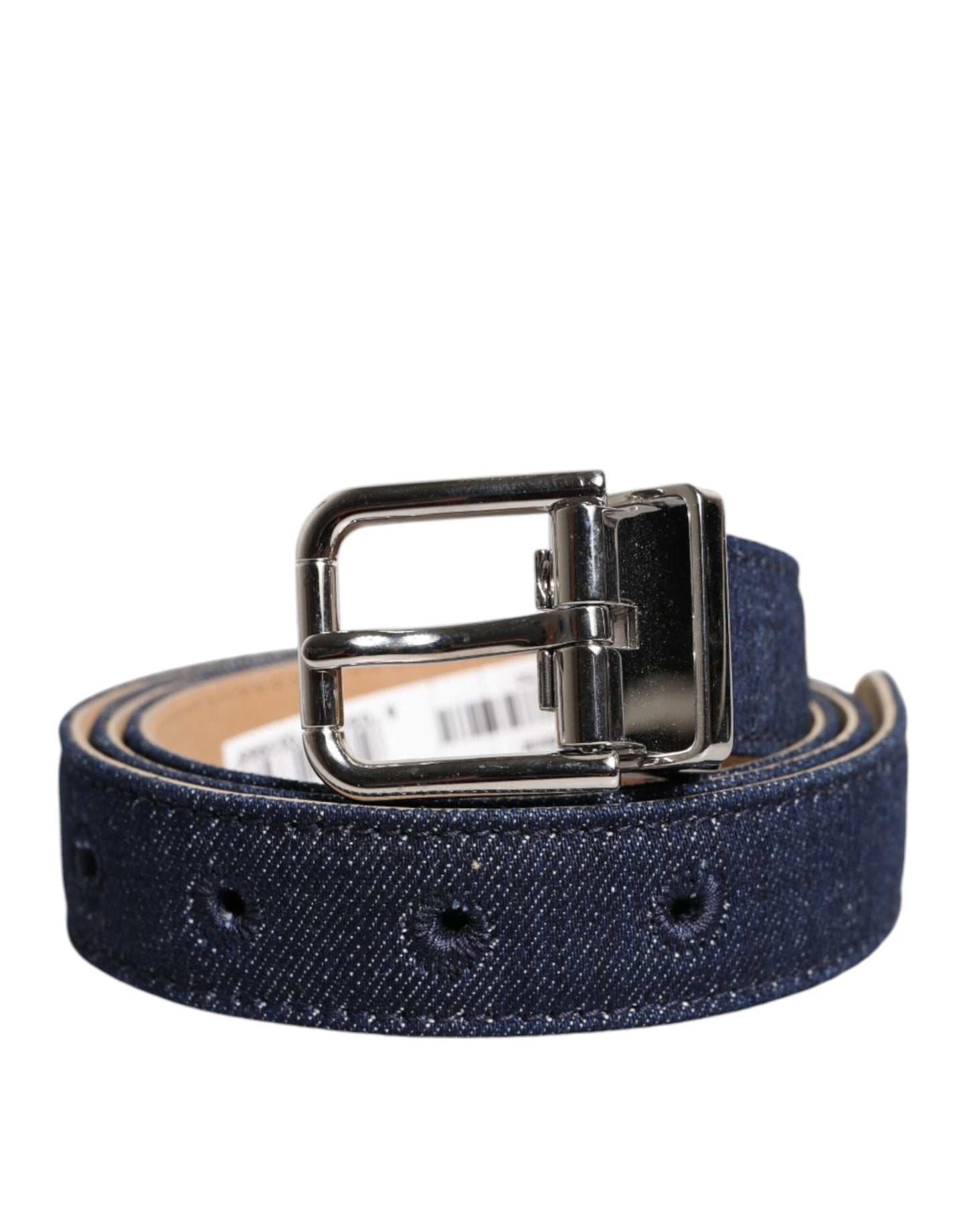 Dolce & Gabbana Blue Denim Silver Logo Metal Waist Buckle Belt