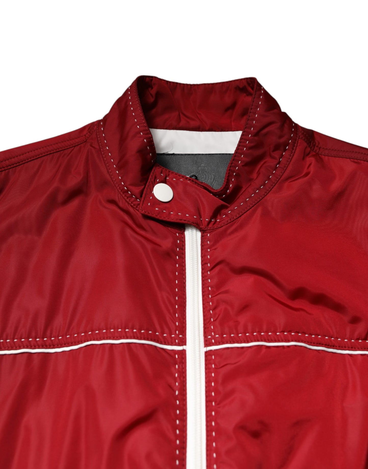 Dolce & Gabbana Red White Nylon Full Zip Men Bomber Jacket