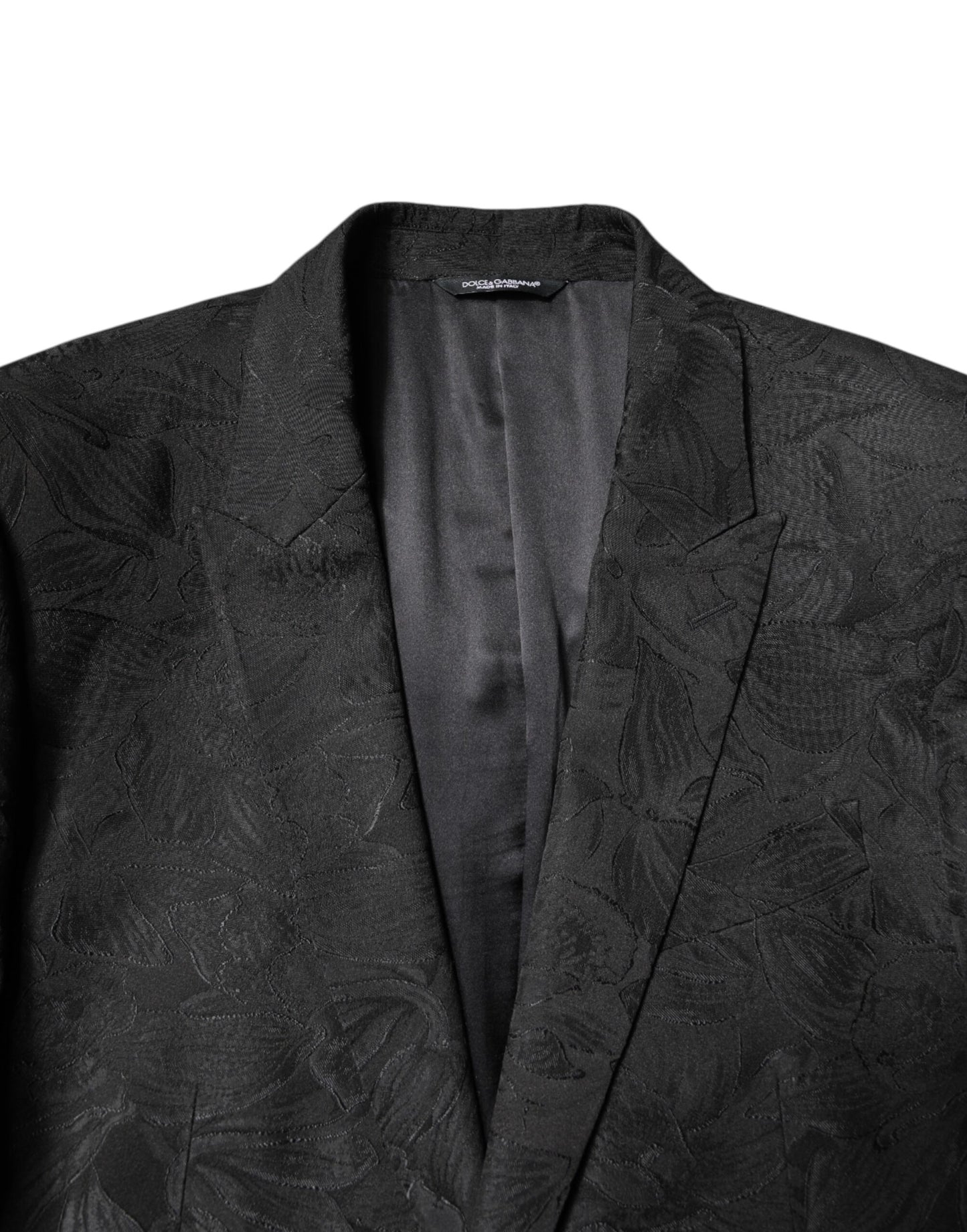 Dolce & Gabbana Black Polyester Floral Jacquard 2 Piece Suit