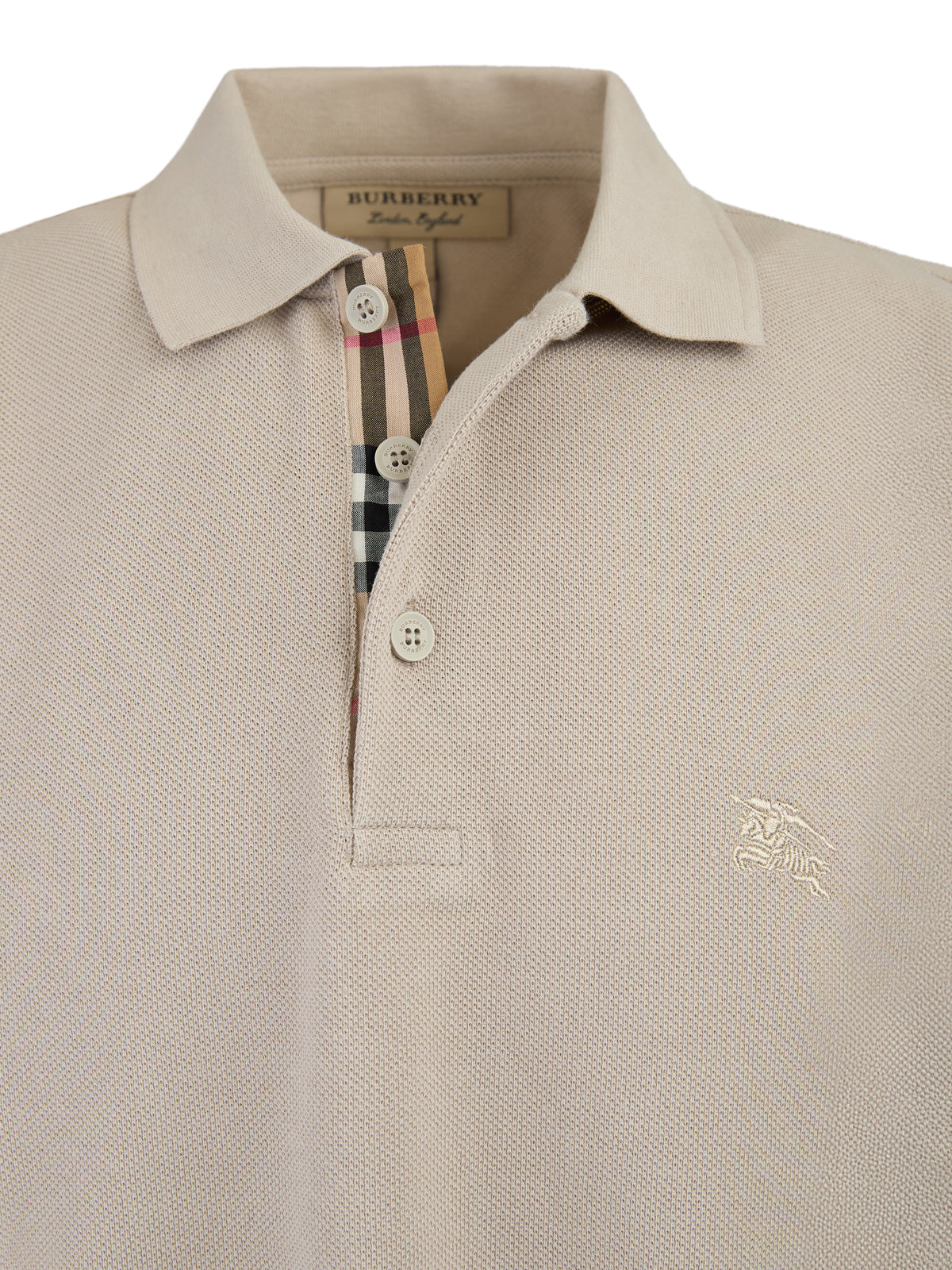 Polo en coton col classique Burberry couleur Pierre Pâle